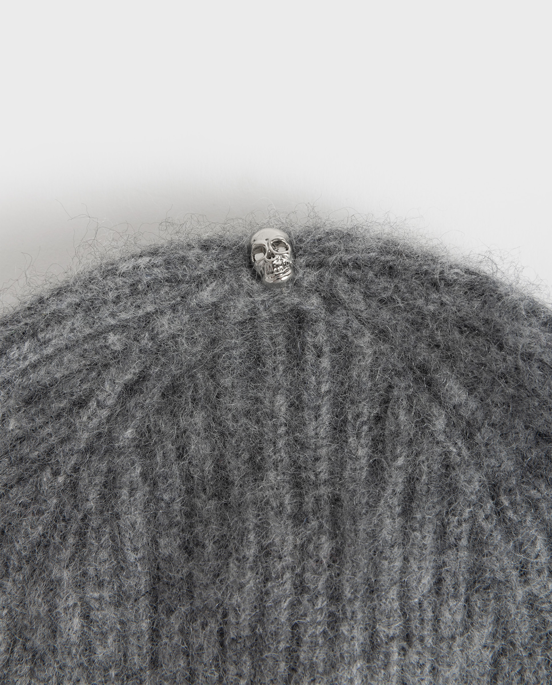 Gorro de lana, cachemira y seda para mujer con remache skull plateado - Zadig & Voltaire - Gris claro Gris claro-2