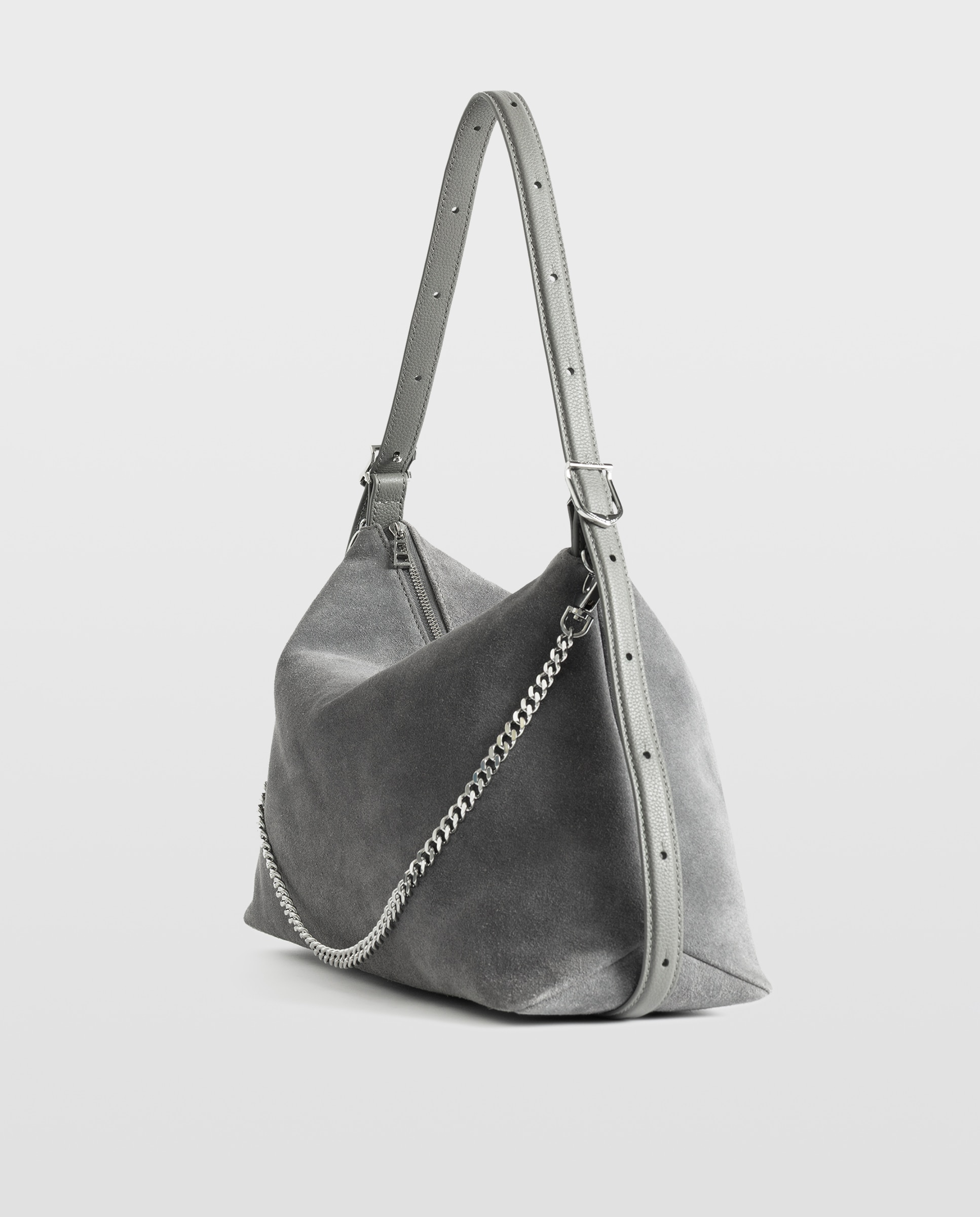 Bolso de hombro de ante flexible con alas - Zadig & Voltaire - Gris Gris-4