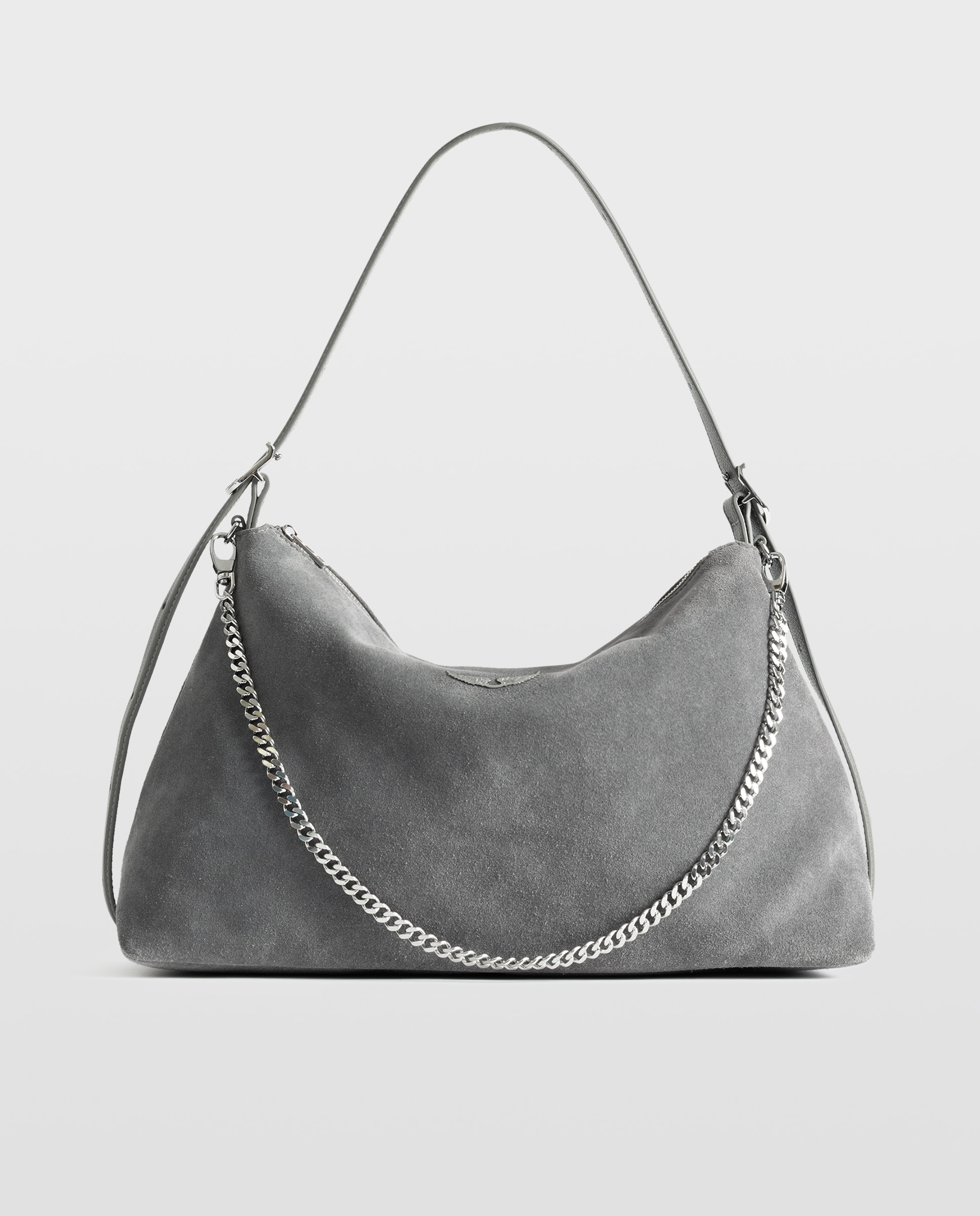 Bolso de hombro de ante flexible con alas - Zadig & Voltaire - Gris Gris-6