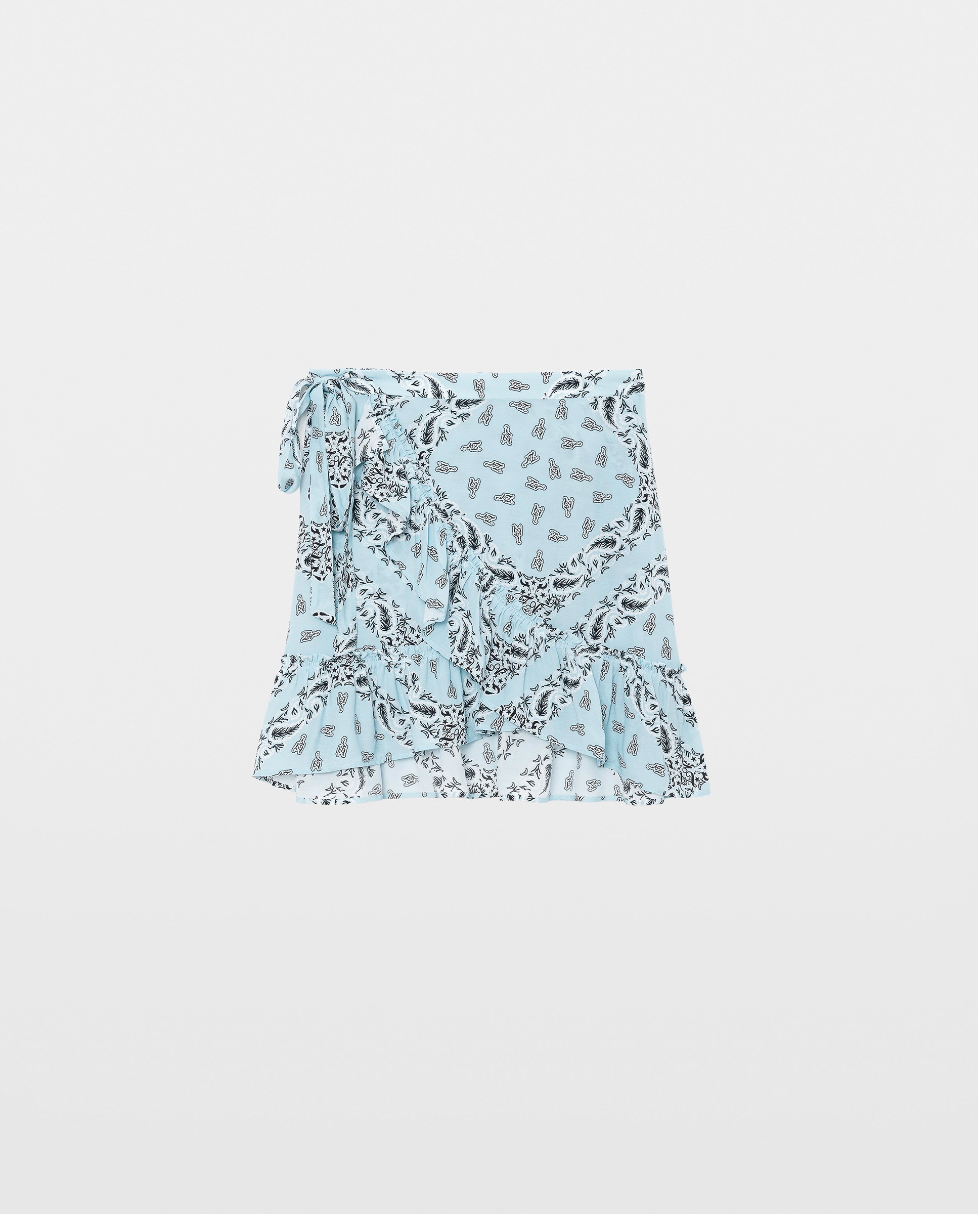 Falda corta cruzada estampada - Zadig & Voltaire - Azul claro Azul claro-5