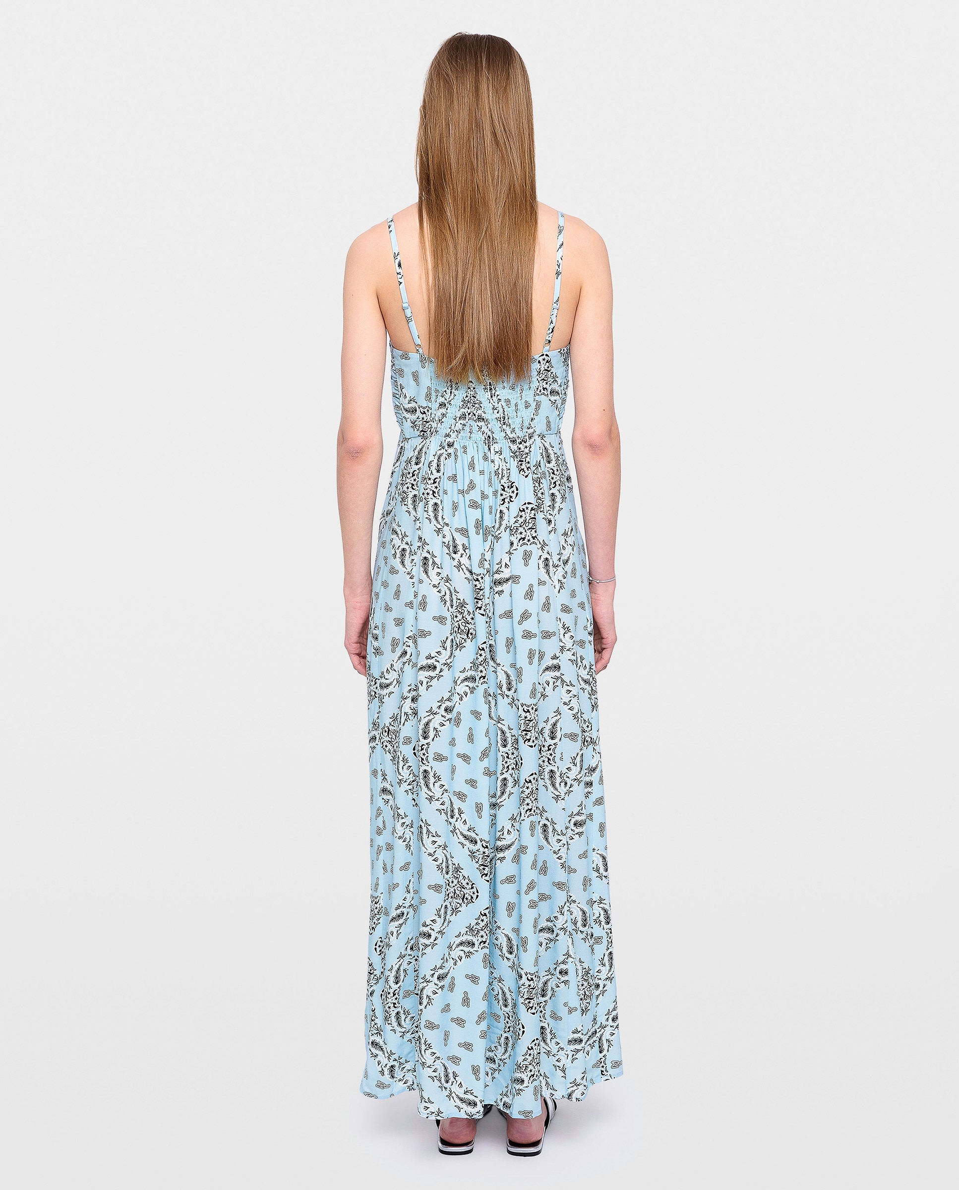 Vestido largo estampado con tirantes ajustables - Zadig & Voltaire - Azul claro Azul claro-3