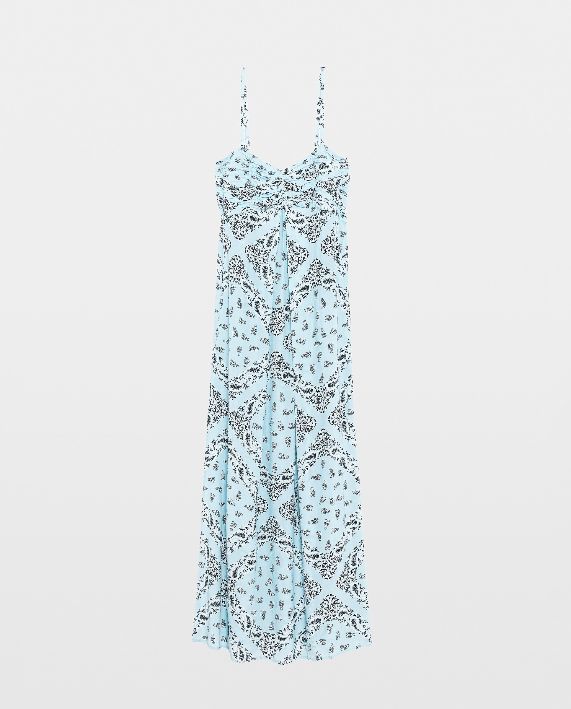 Vestido largo estampado con tirantes ajustables - Zadig & Voltaire - Azul claro Azul claro-4