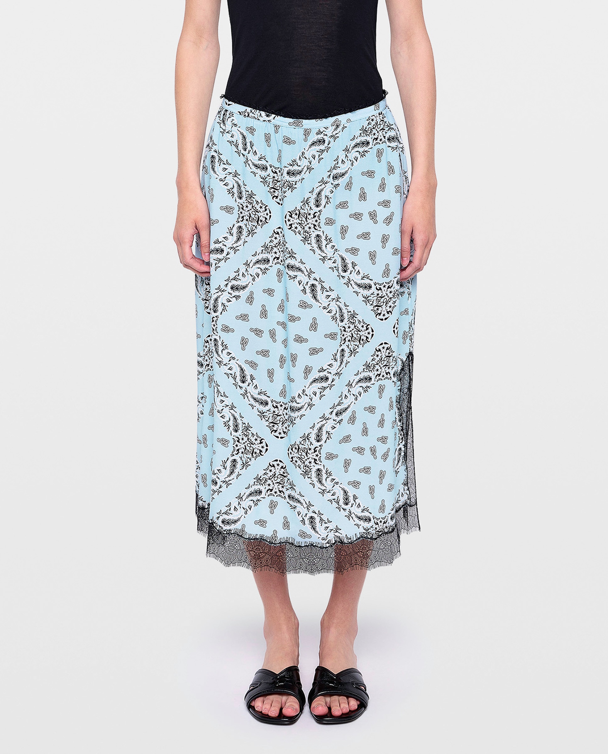 Falda midi lencera estampada - Zadig & Voltaire - Azul claro Azul claro-2