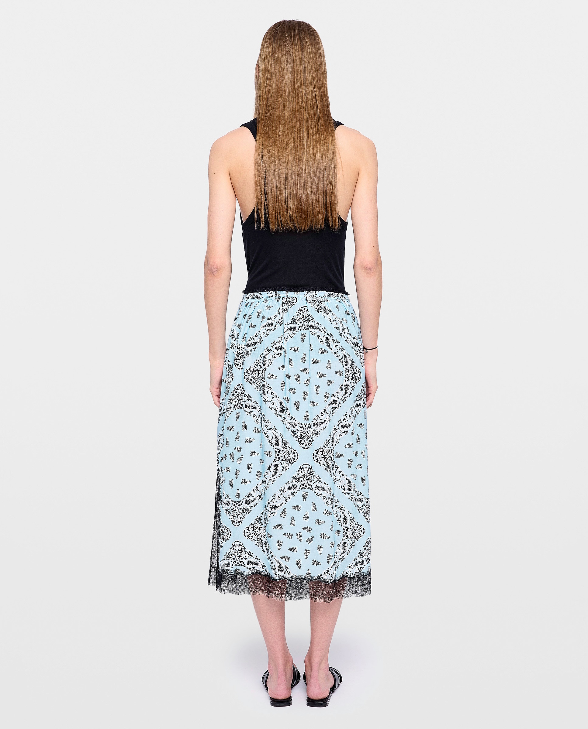 Falda midi lencera estampada - Zadig & Voltaire - Azul claro Azul claro-3