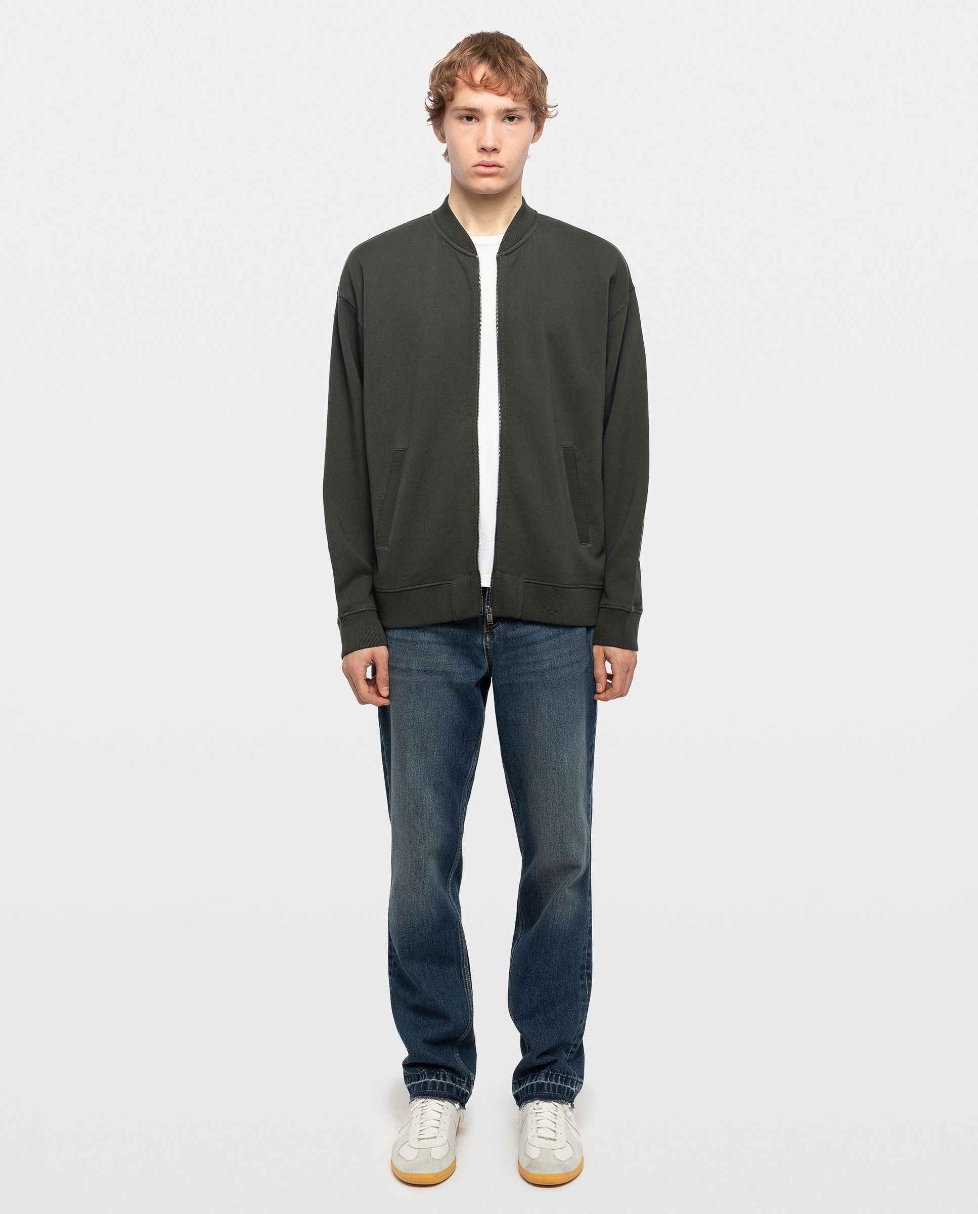 Sudadera con cremallera de hombre de cuello redondo de manga larga en algodón - Zadig & Voltaire - Gris oscuro Gris oscuro-3