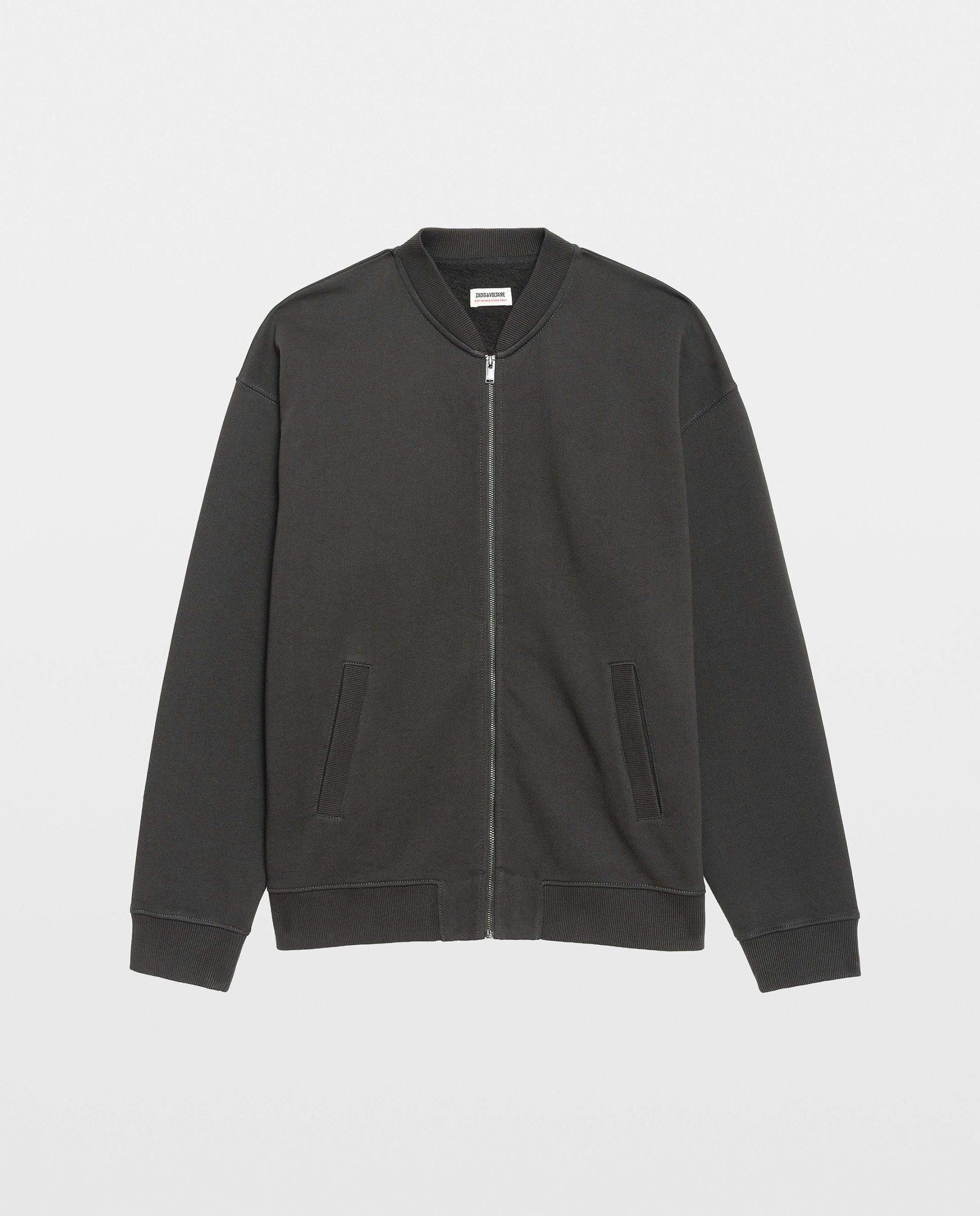 Sudadera con cremallera de hombre de cuello redondo de manga larga en algodón - Zadig & Voltaire - Gris oscuro Gris oscuro-5