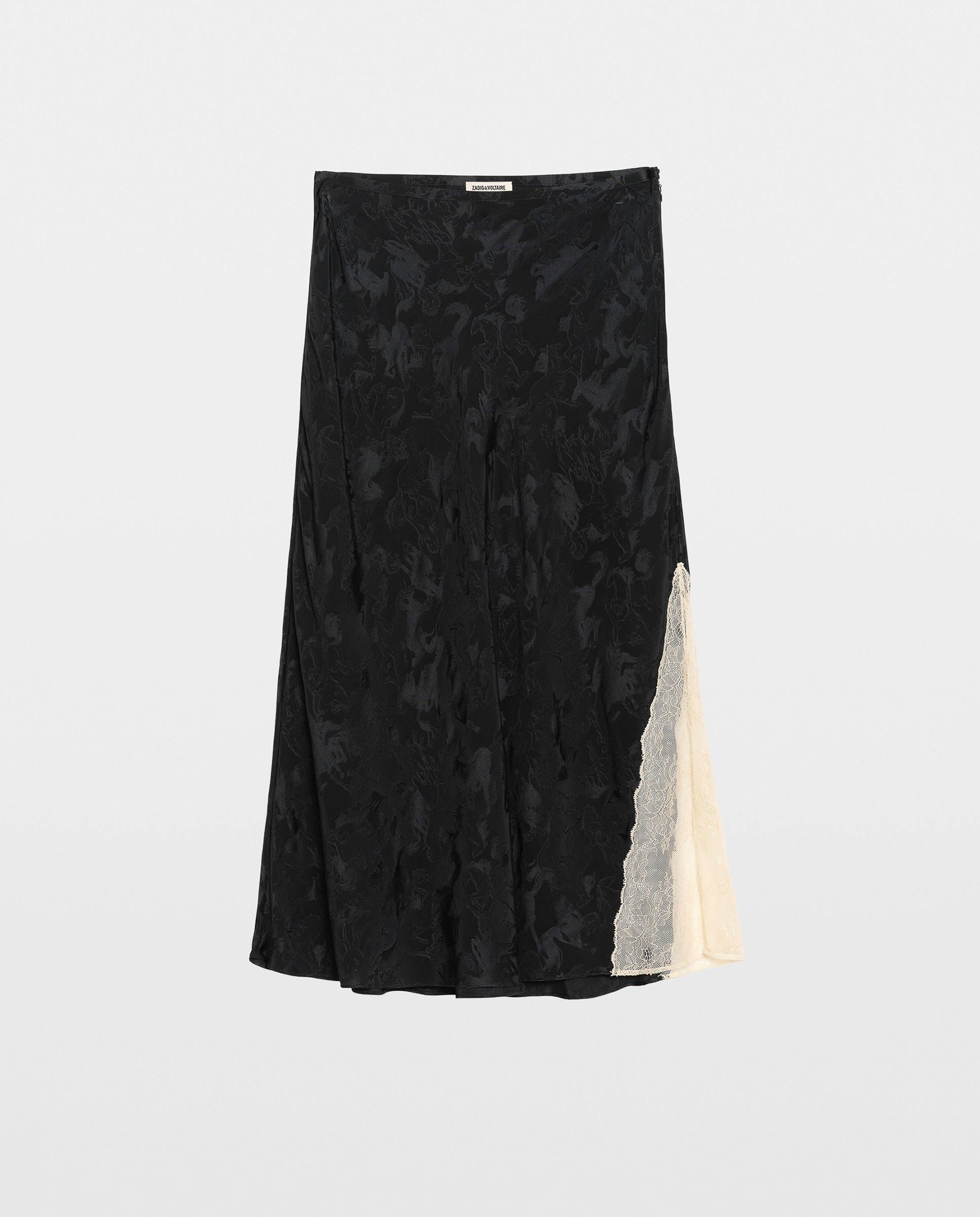 Falda midi 100% seda jacquard estilo lencero con encaje - Zadig & Voltaire - Verde oscuro Verde oscuro-5