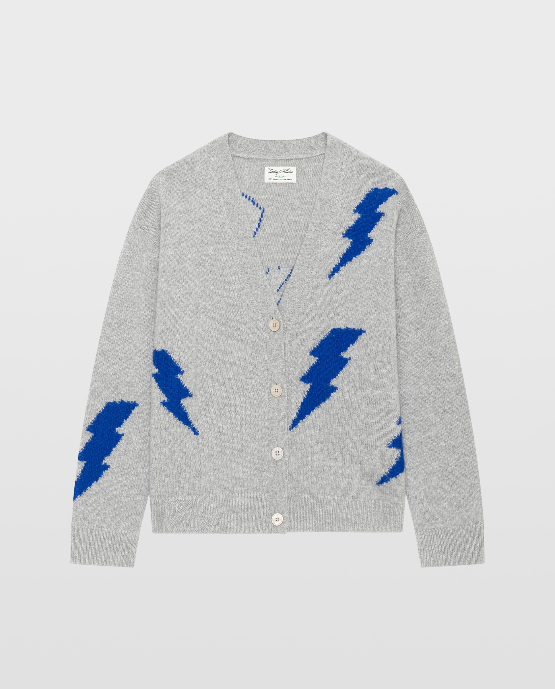 Imagen 5 de Cárdigan de mujer 100% cachemira, manga larga y cuello de pico - Zadig & Voltaire - Gris claro Gris claro