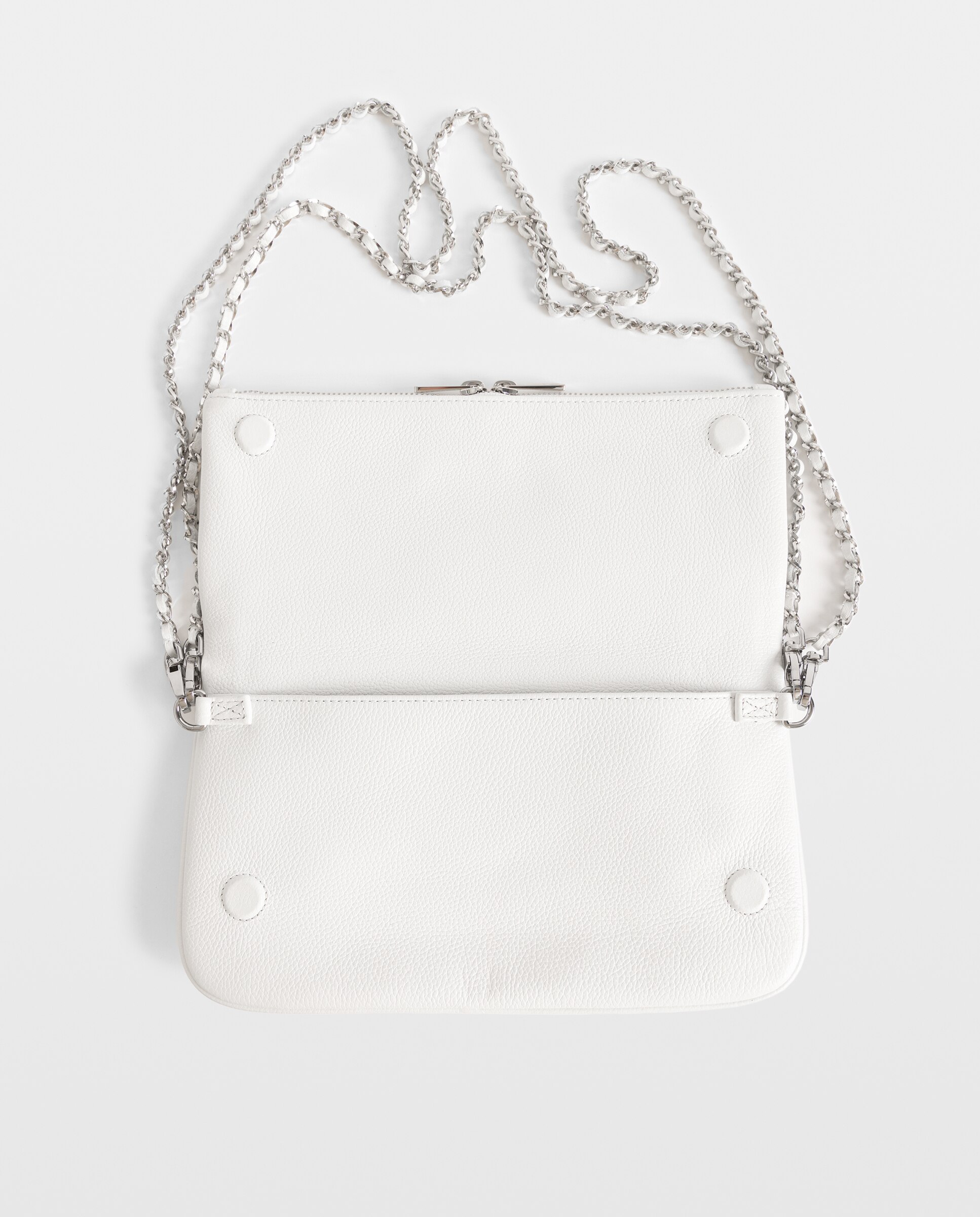 Bolso de mano rock de cuero granulado con doble cadena y strass - Zadig & Voltaire - Blanco Blanco-5