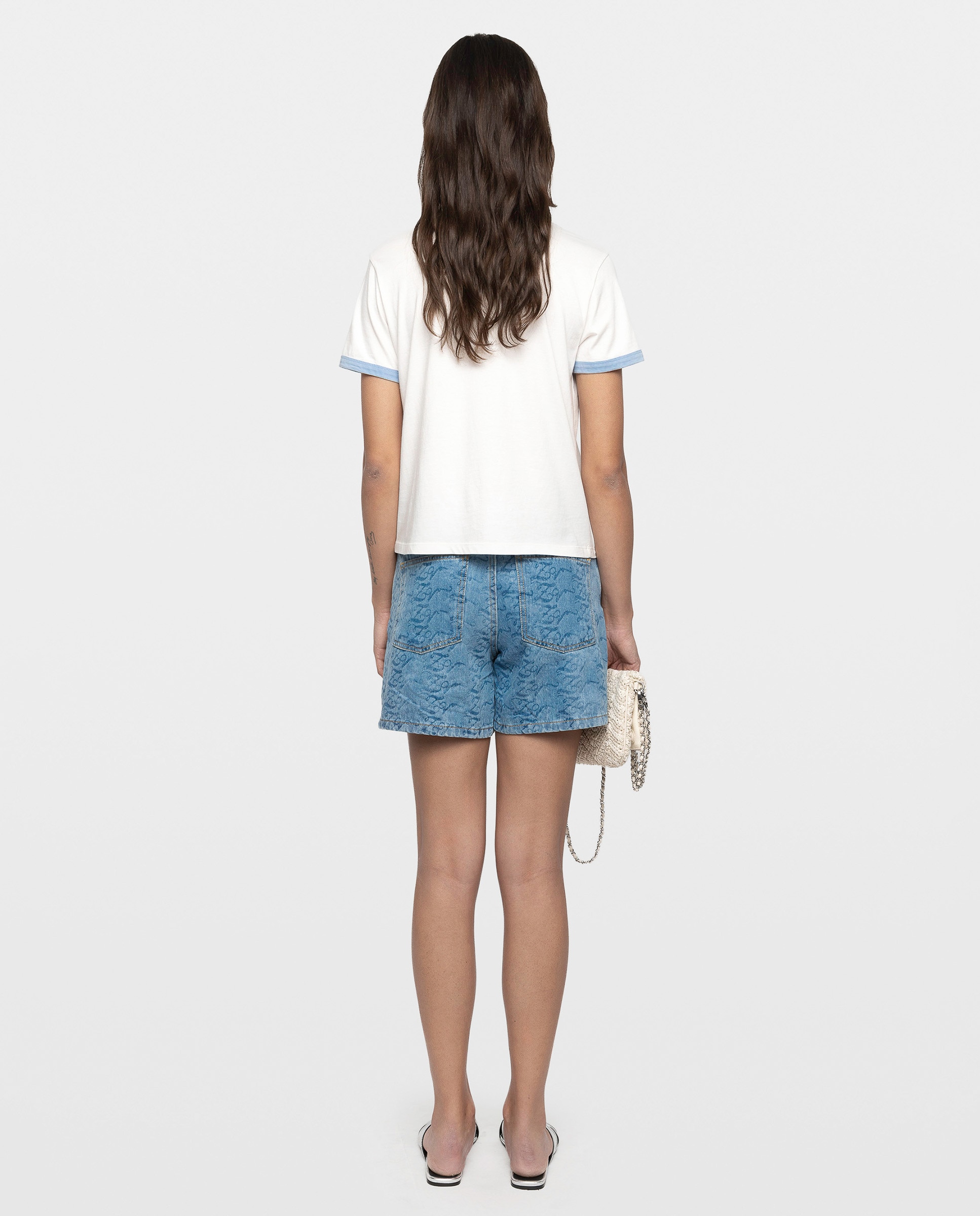 Camiseta de mujer de cuello redondo y mangas cortas de algodón con estampado - Zadig & Voltaire - Blanco Blanco-2