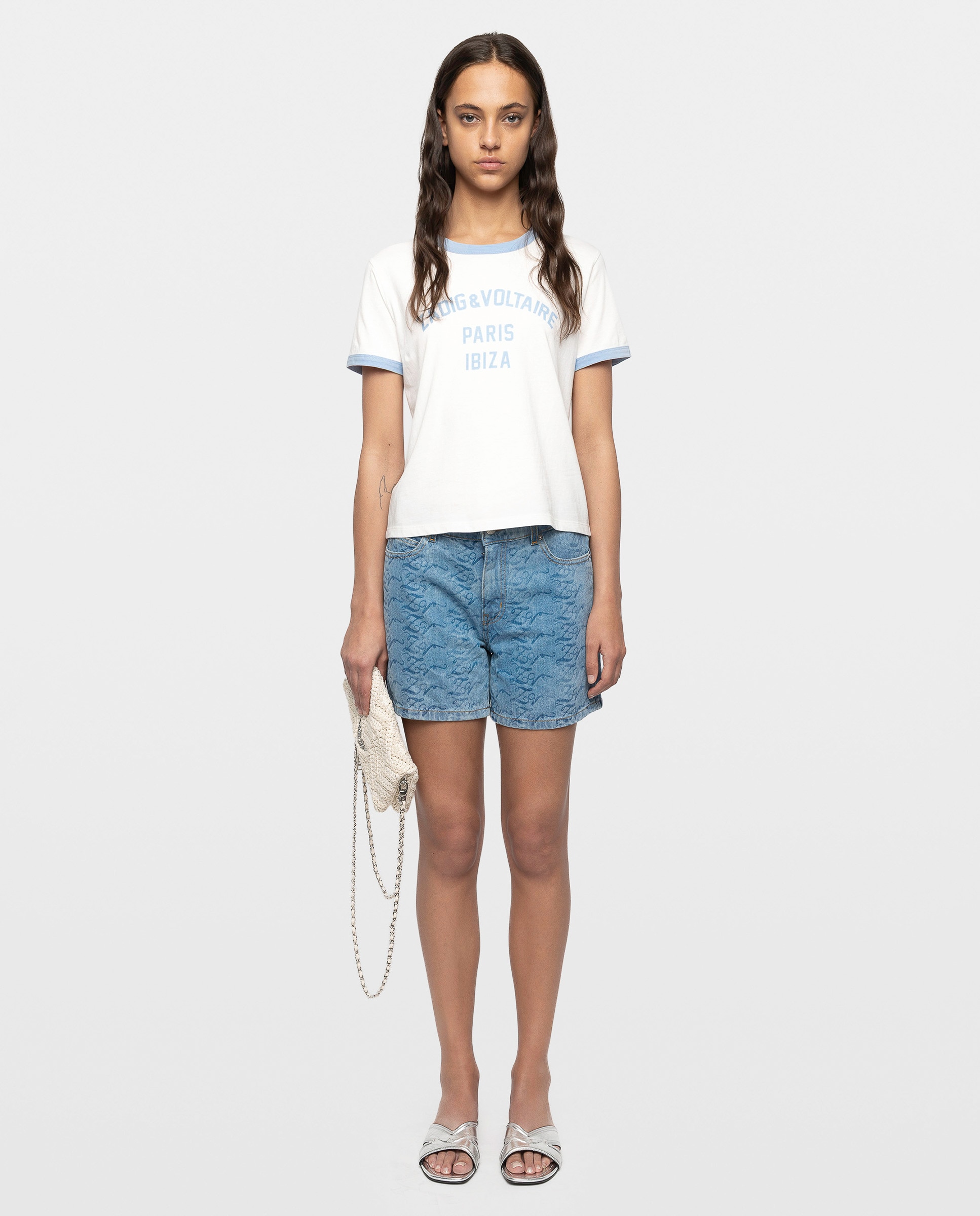 Camiseta de mujer de cuello redondo y mangas cortas de algodón con estampado - Zadig & Voltaire - Blanco Blanco-3