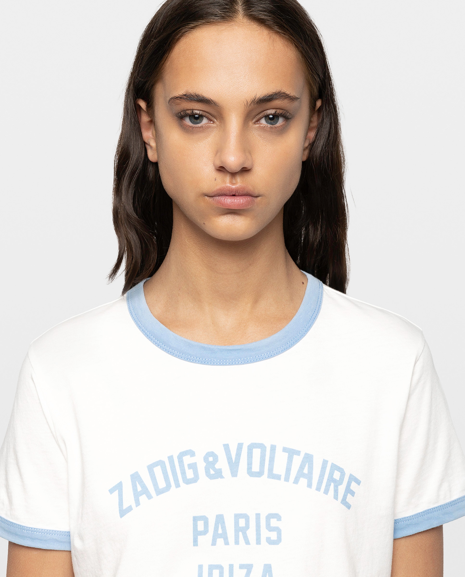 Camiseta de mujer de cuello redondo y mangas cortas de algodón con estampado - Zadig & Voltaire - Blanco Blanco-4