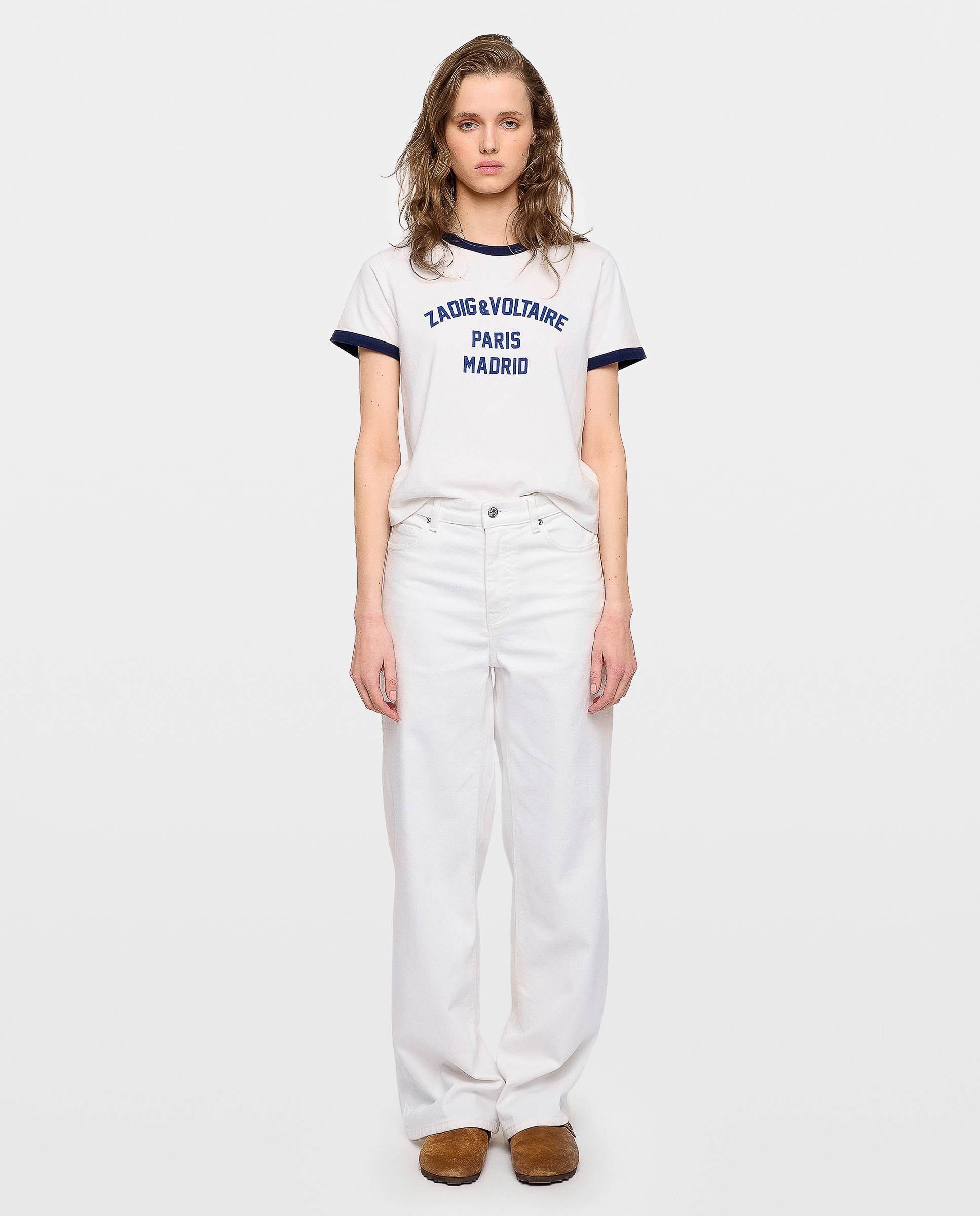 Camiseta de mujer de cuello redondo y mangas cortas de algodón con estampado - Zadig & Voltaire - Blanco Blanco-4