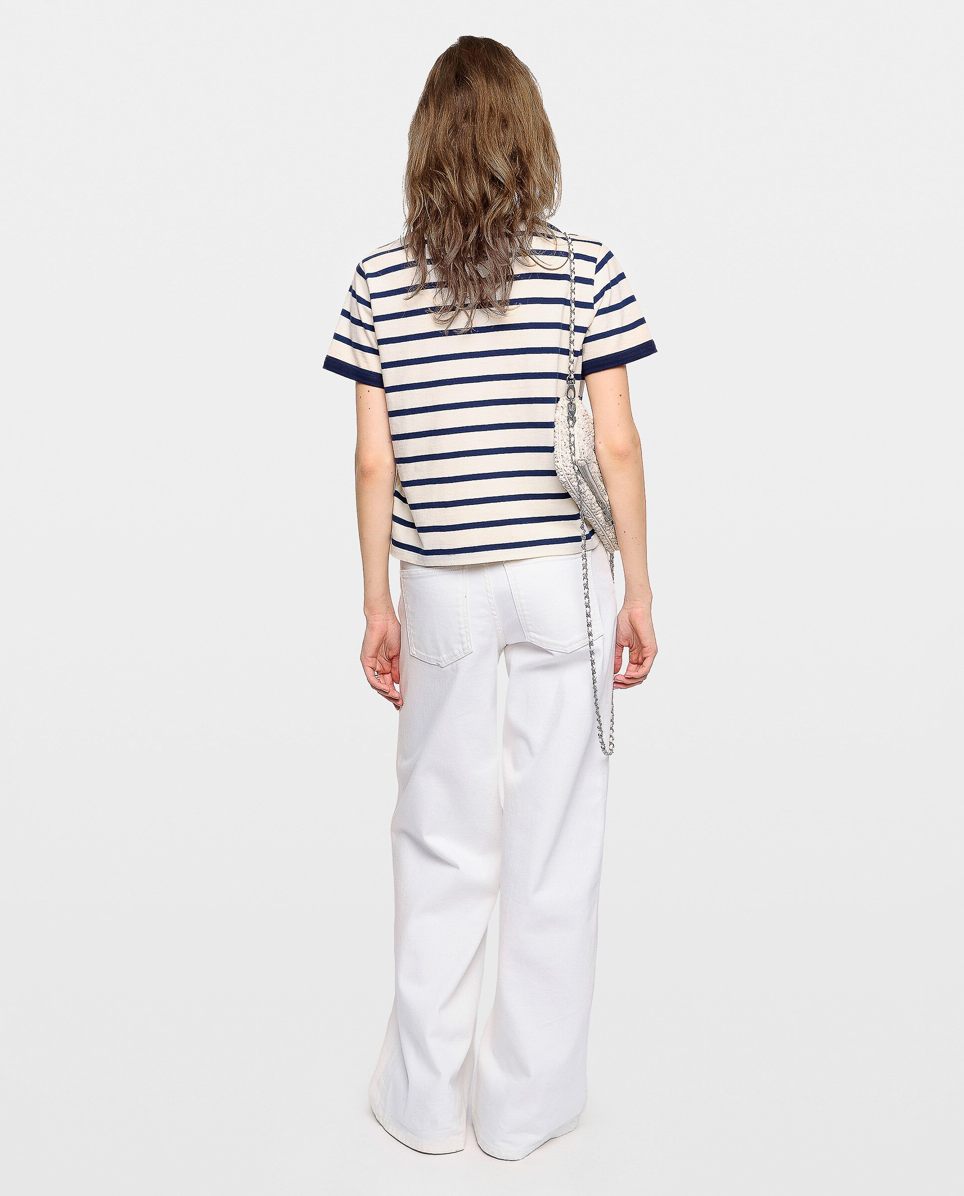 Camiseta de mujer de cuello redondo y mangas cortas de algodón con estampado - Zadig & Voltaire - Blanco Blanco-2