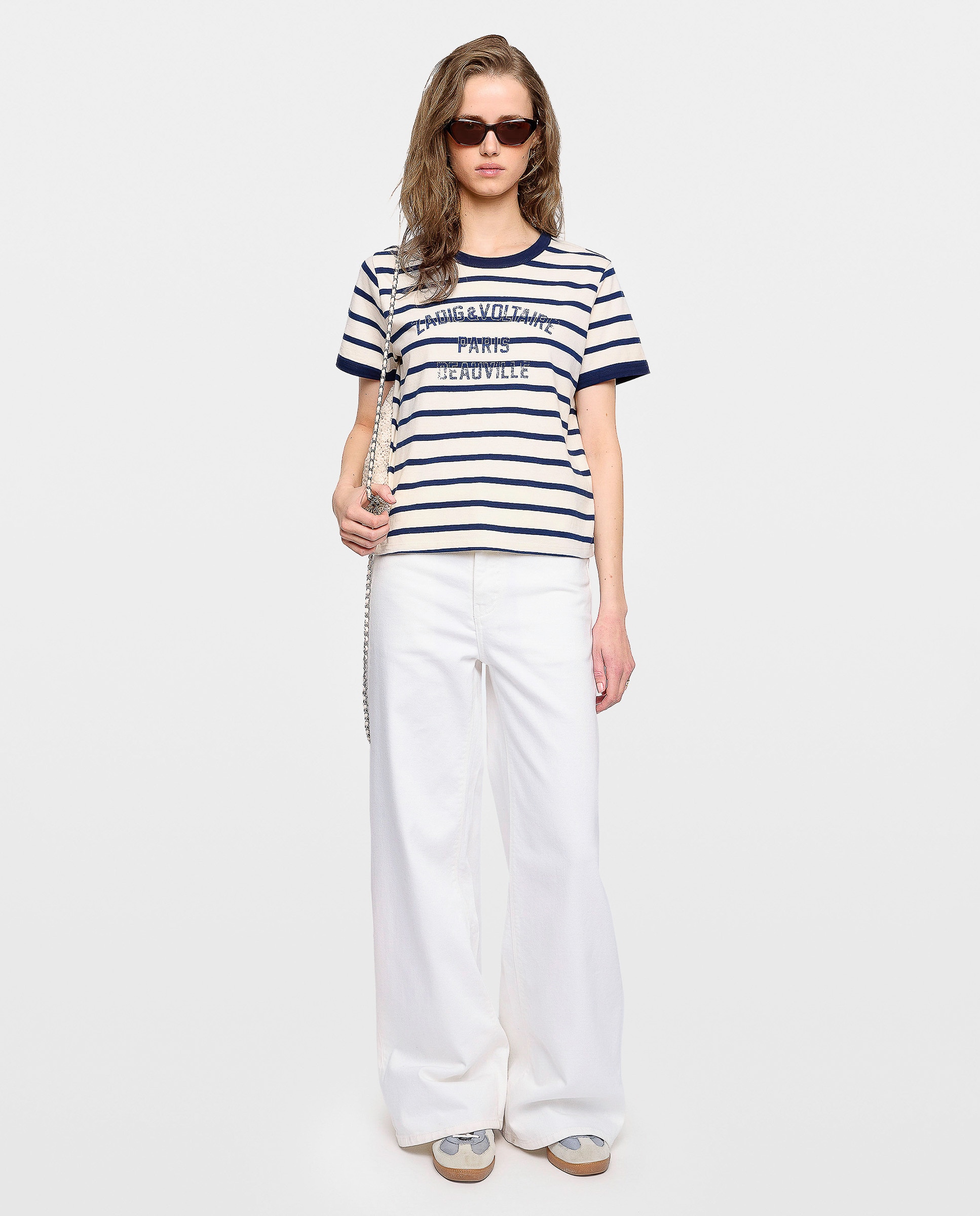 Camiseta de mujer de cuello redondo y mangas cortas de algodón con estampado - Zadig & Voltaire - Blanco Blanco-4