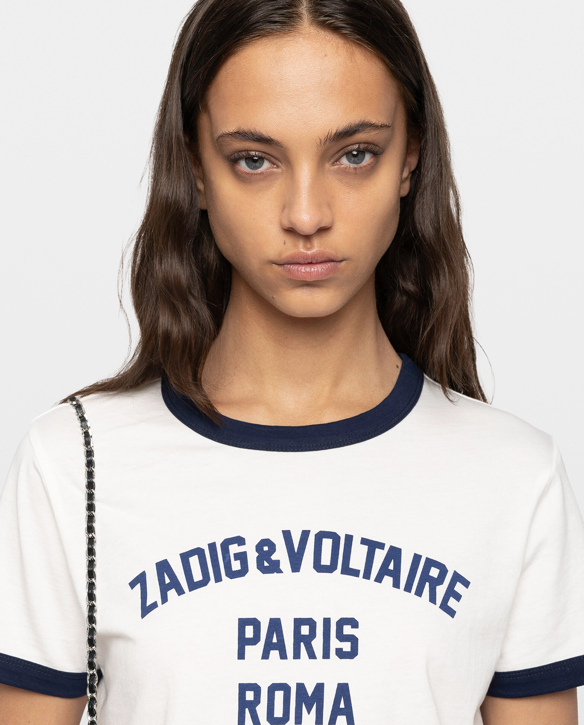 Camiseta de mujer de cuello redondo y mangas cortas de algodón con estampado - Zadig & Voltaire - Blanco Blanco-4