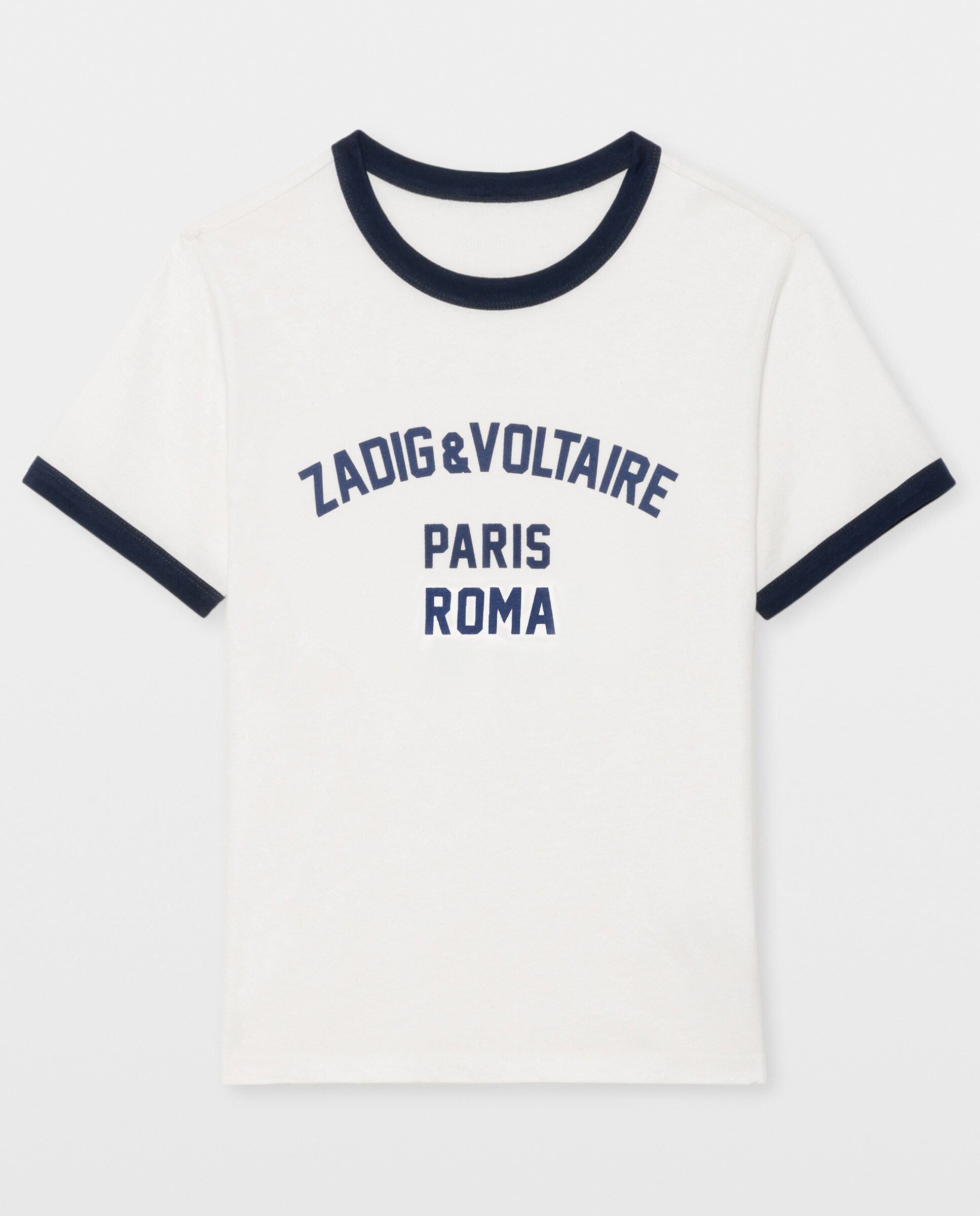 Camiseta de mujer de cuello redondo y mangas cortas de algodón con estampado - Zadig & Voltaire - Blanco Blanco-5