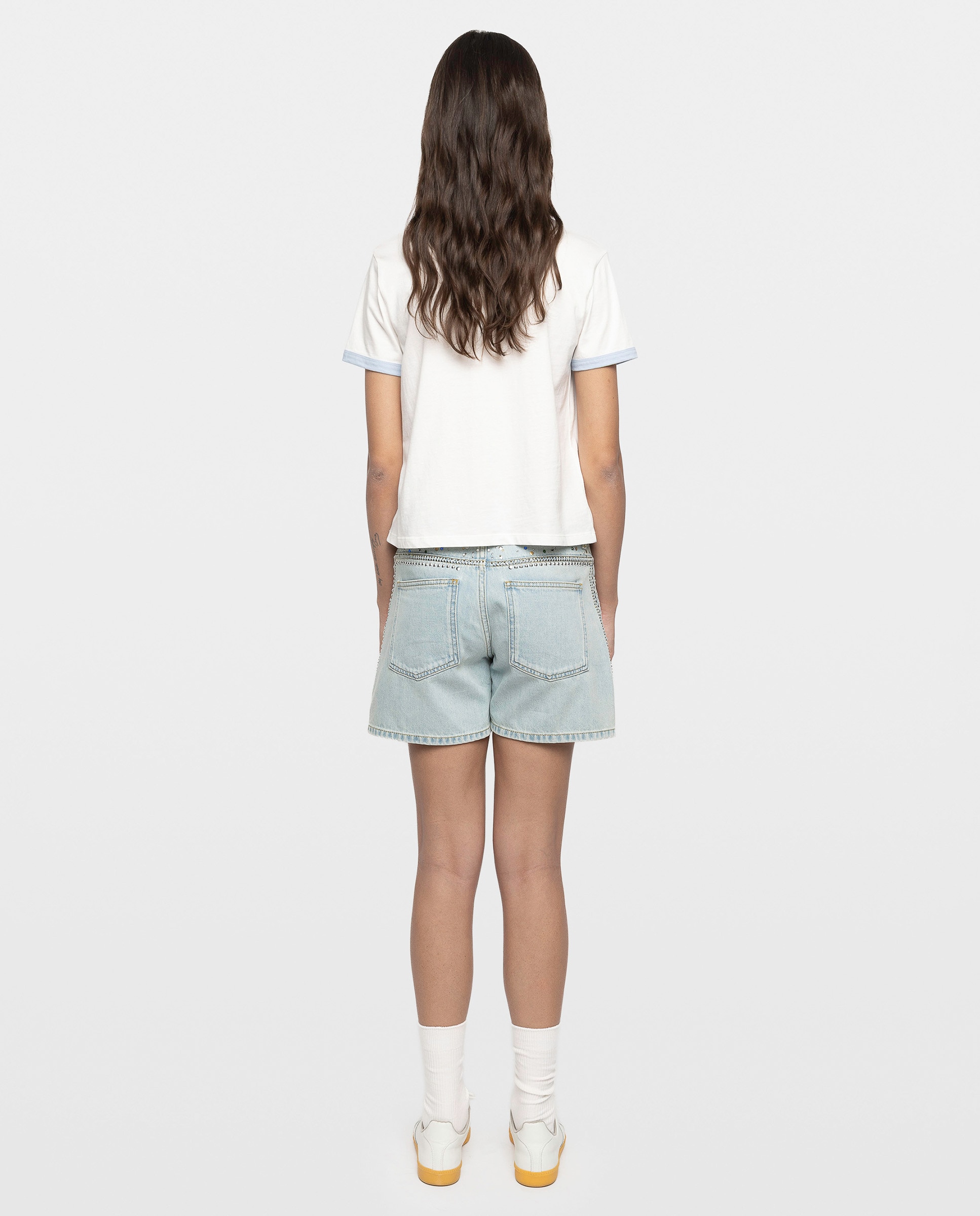 Camiseta de mujer de cuello redondo y mangas cortas de algodón con estampado - Zadig & Voltaire - Blanco Blanco-2