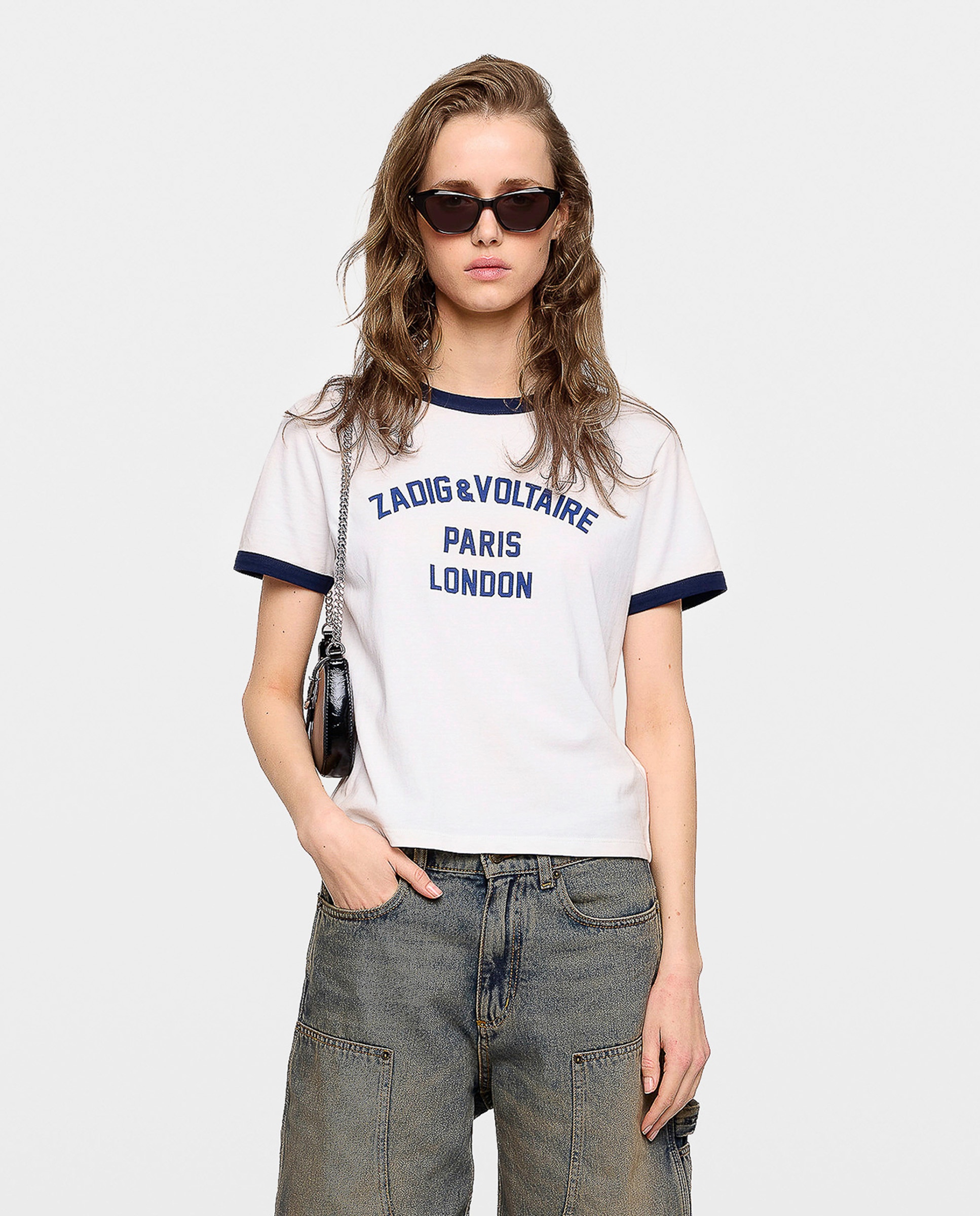 Camiseta de mujer de cuello redondo y mangas cortas de algodón con estampado - Zadig & Voltaire - Blanco Blanco-1