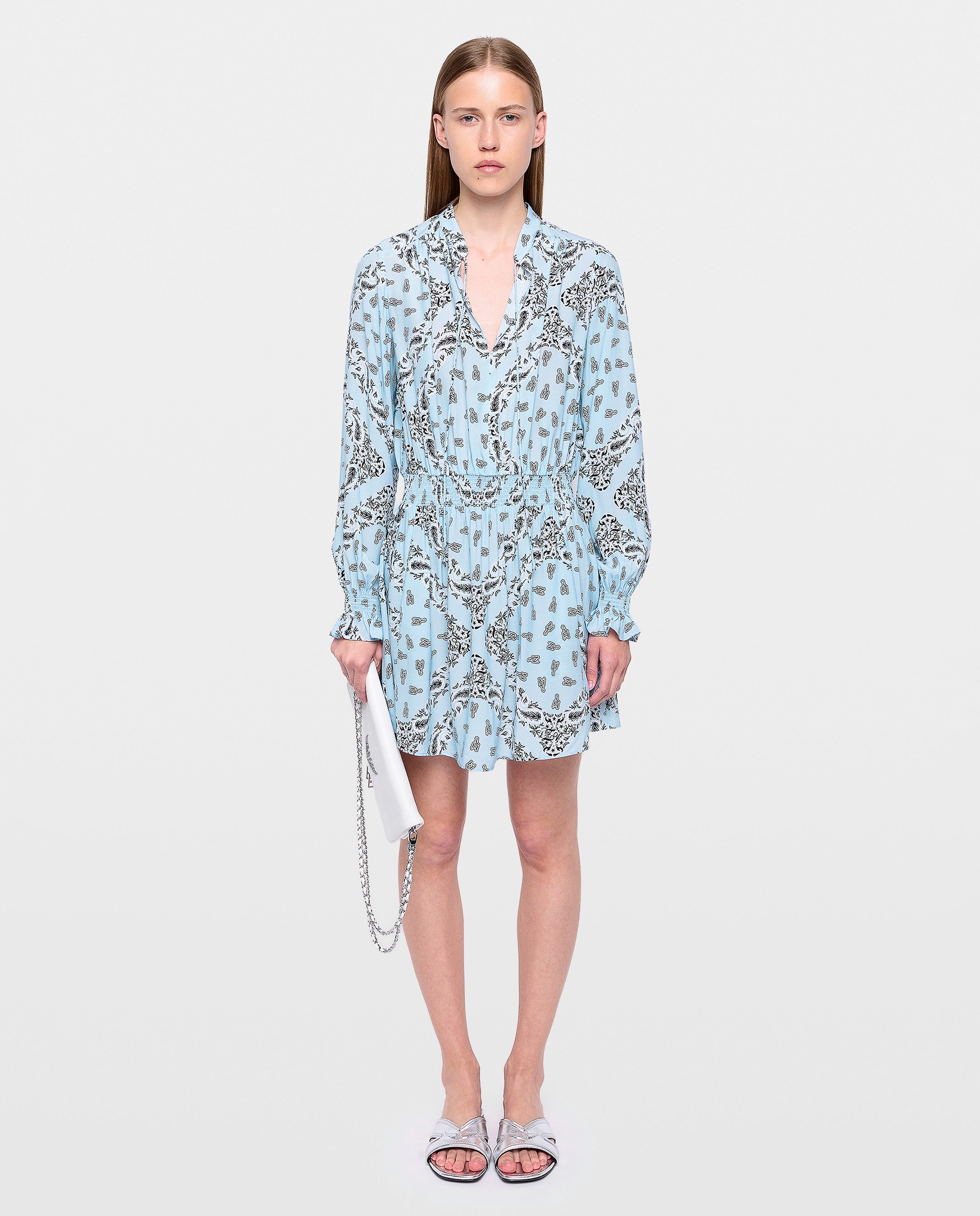 Zadig & Voltaire - Vestido corto rayado de mangas largas.