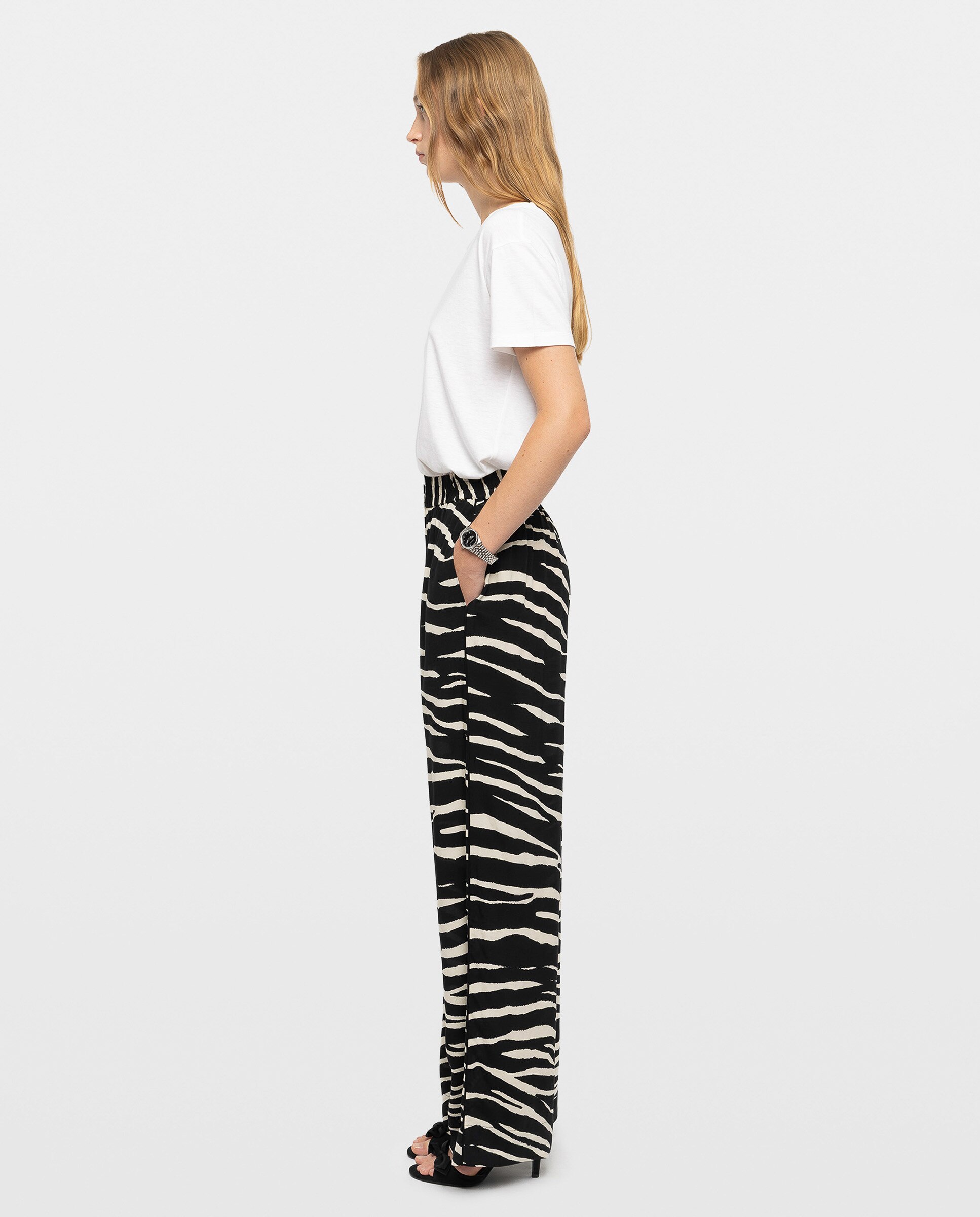Pantalones rectos de mujer estilo pijama estampados de viscosa - Zadig & Voltaire - Negro Negro-4