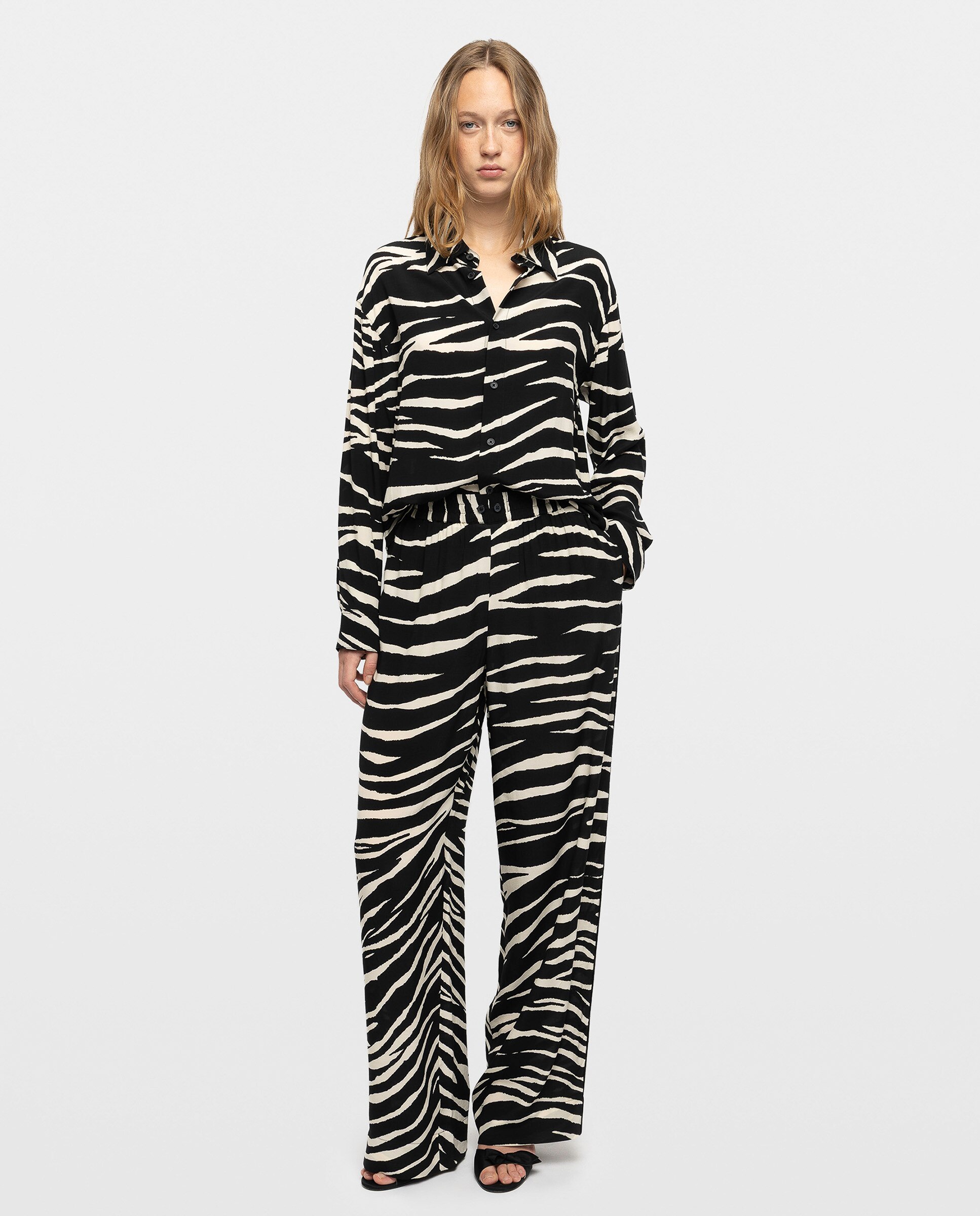 Pantalones rectos de mujer estilo pijama estampados de viscosa - Zadig & Voltaire - Negro Negro-5