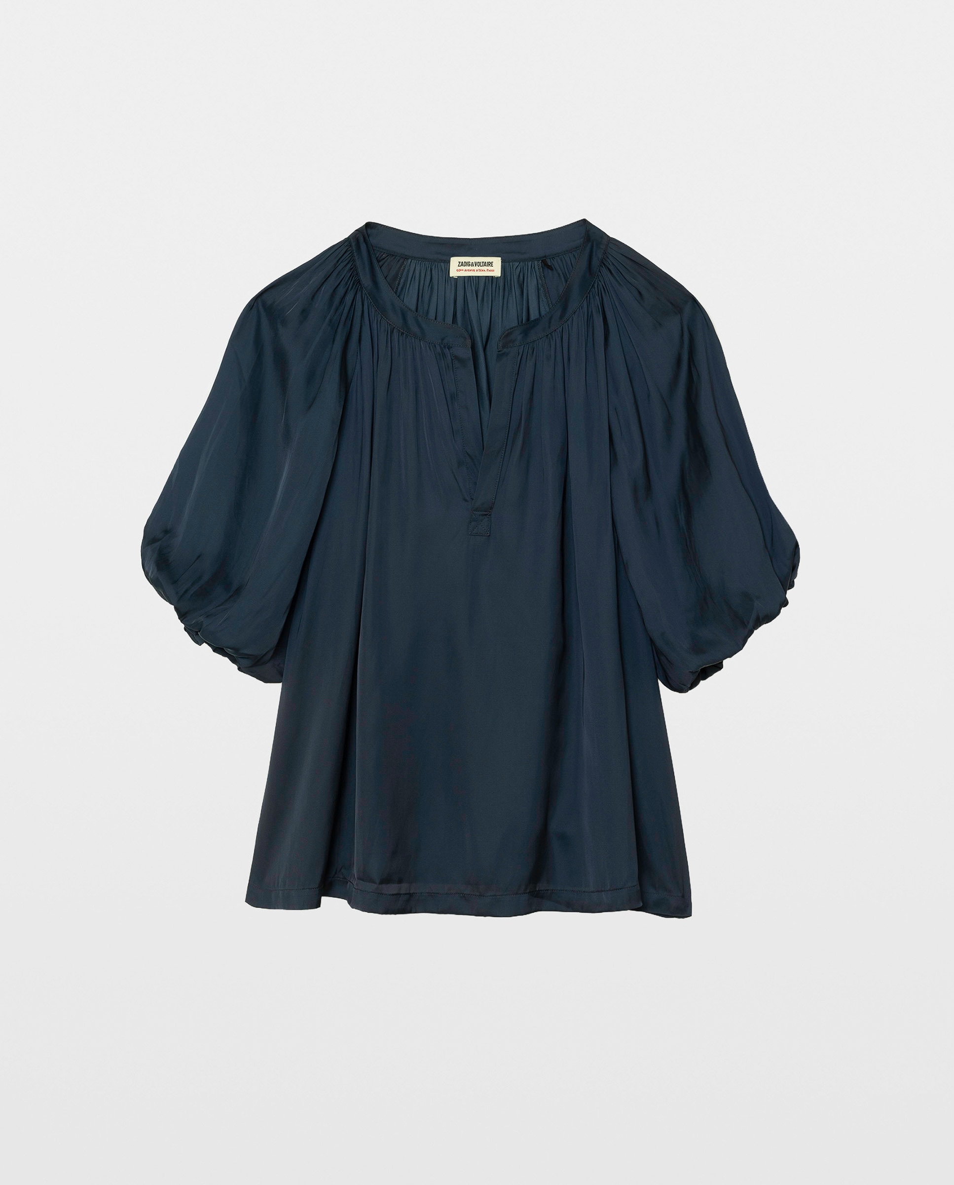 Blusa de mujer de satén con mangas abullonadas - Zadig & Voltaire - Azul marino Azul marino-5