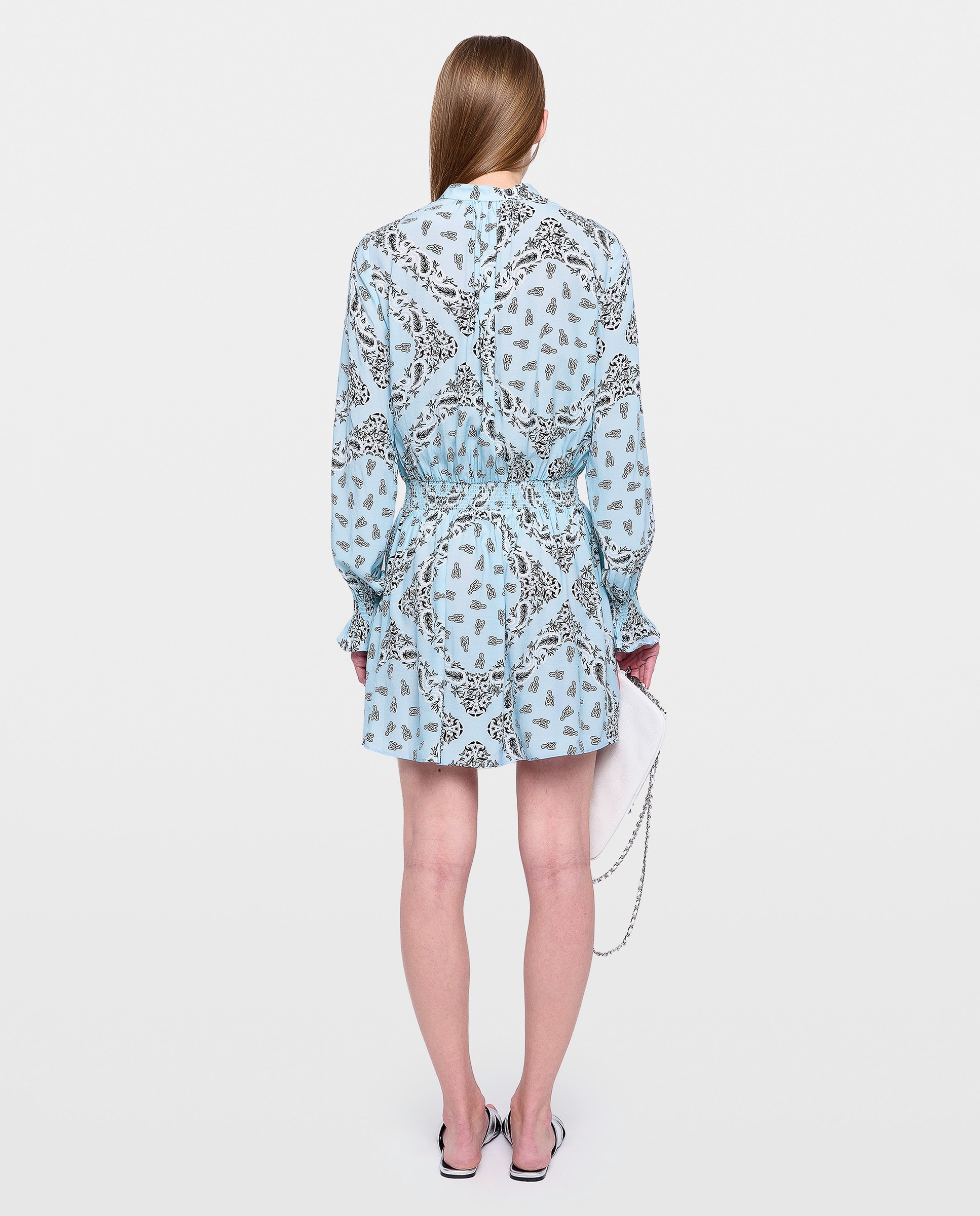 Vestido corto estampado de manga larga - Zadig & Voltaire - Azul claro Azul claro-2