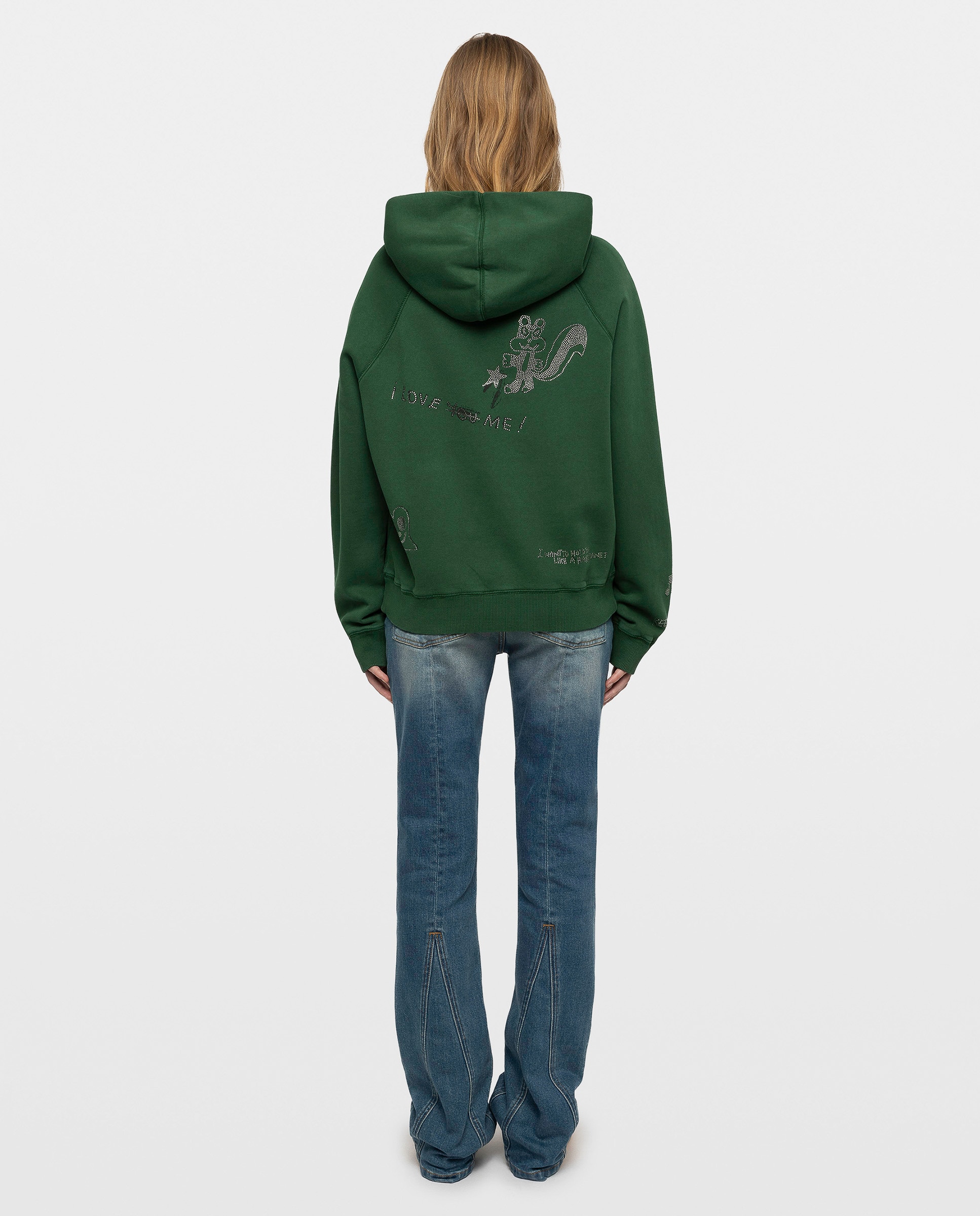 Sudadera de mujer con capucha, estampados y strass - Zadig & Voltaire - Verde Verde-2