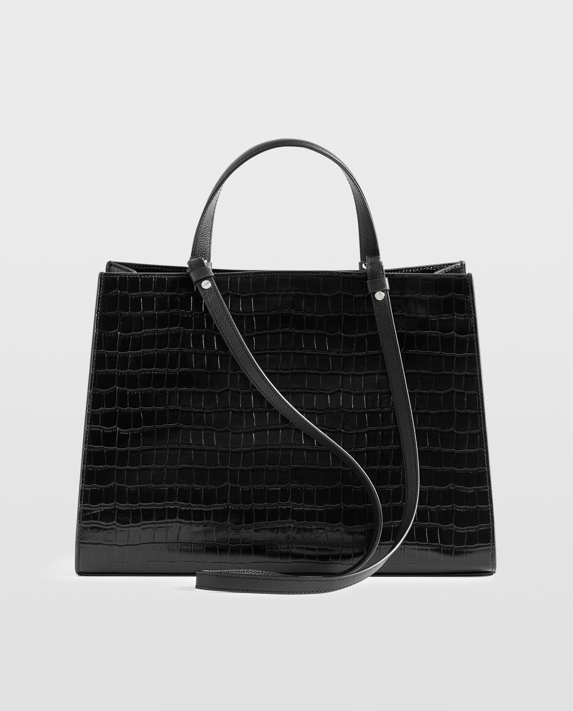 Bolso de mano de piel efecto cocodrilo con cierre, correa ajustable y dos compartimentos - Zadig & Voltaire - Negro Negro-5