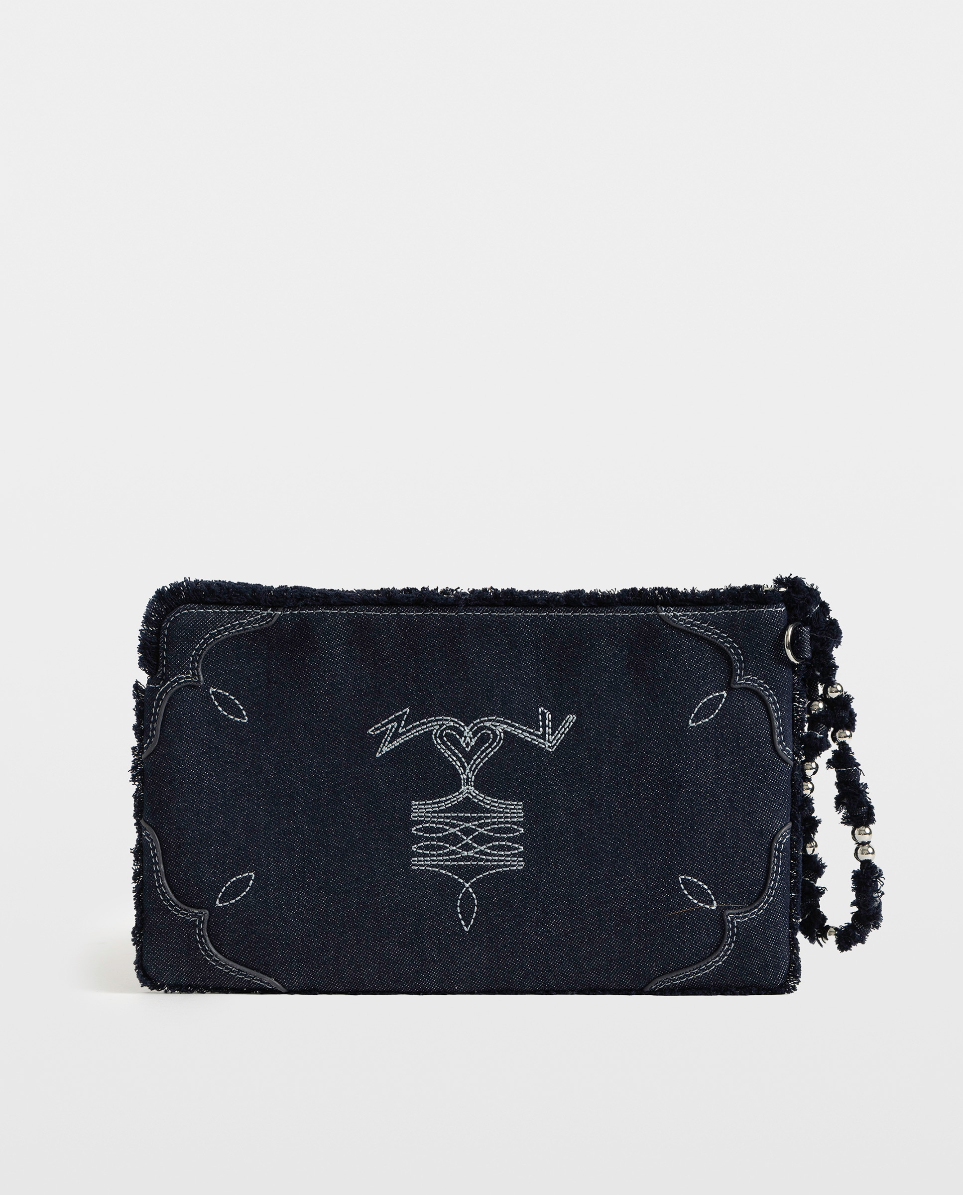 Clutch de mujer de piel granulada estilo western - Zadig & Voltaire - Azul Azul-3