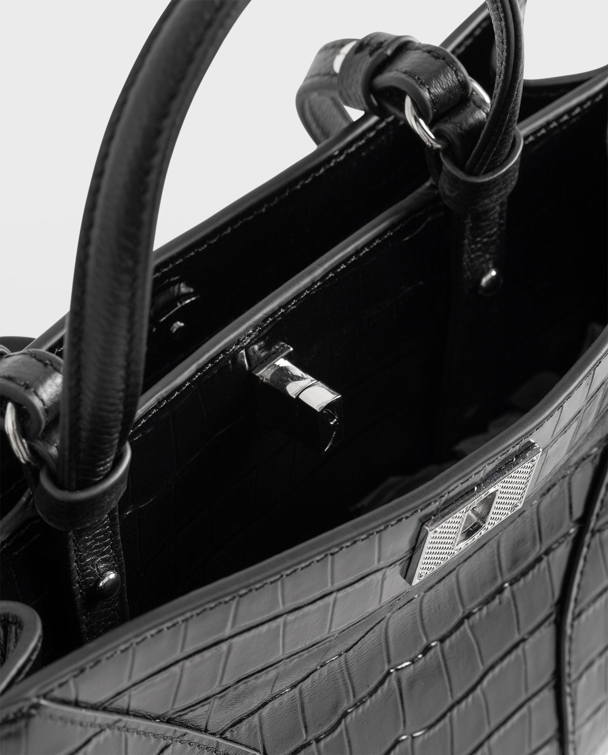 Bolso pequeño de ante efecto cocodrilo con cierre distintivo - Zadig & Voltaire - Negro Negro-6