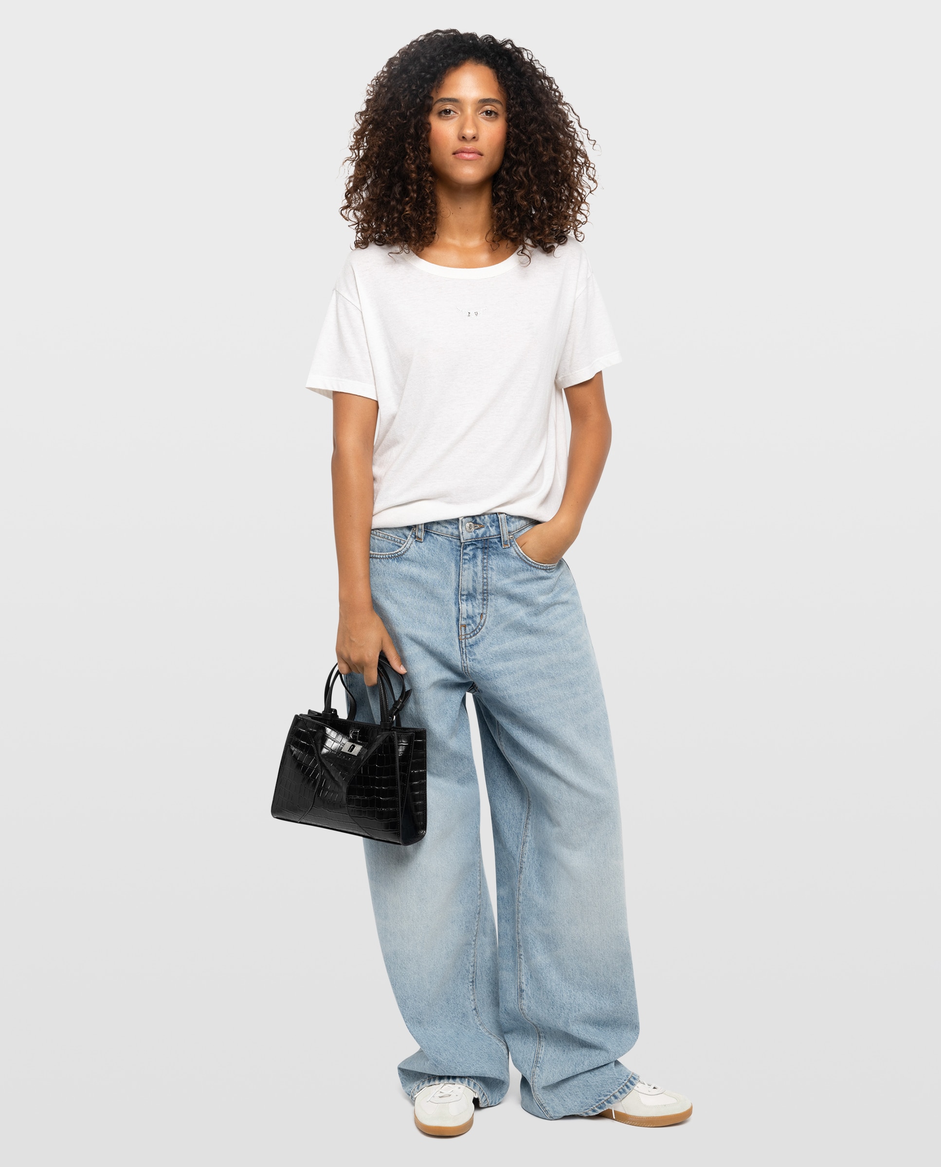 Bolso pequeño de ante efecto cocodrilo con cierre distintivo - Zadig & Voltaire - Negro Negro-2