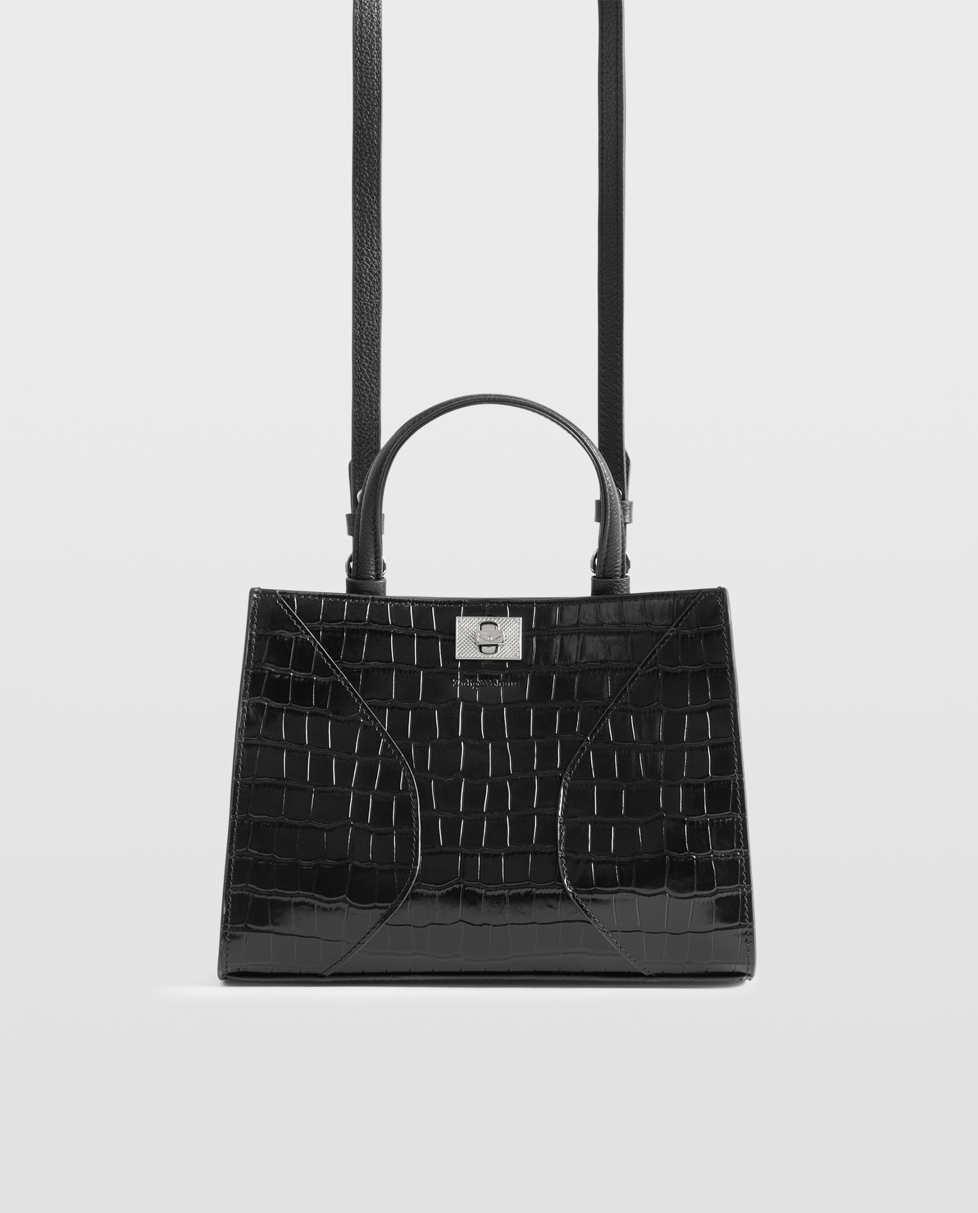 Bolso pequeño de ante efecto cocodrilo con cierre distintivo - Zadig & Voltaire - Negro Negro-7
