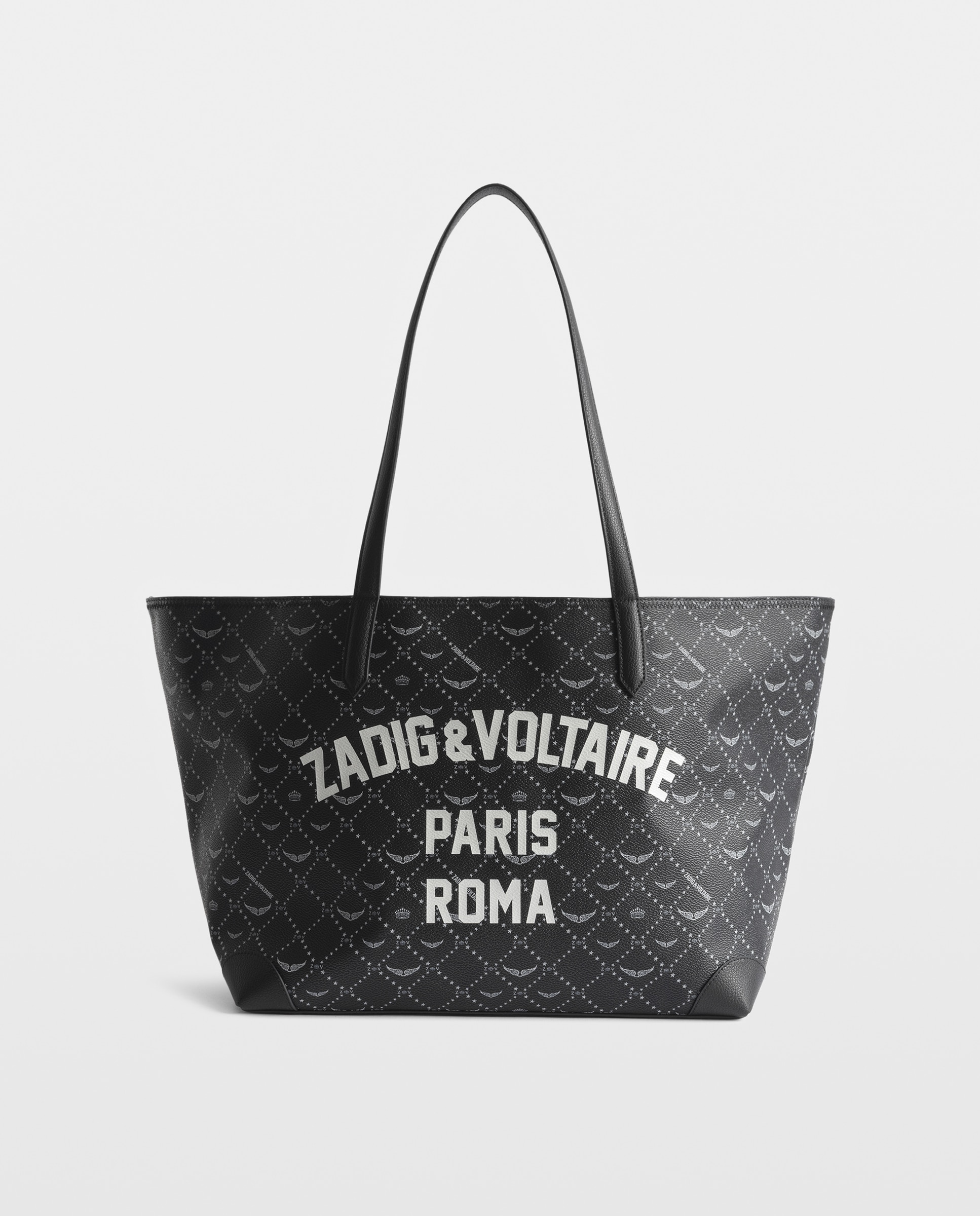 Bolso de hombro shopper grande de lona con monograma - Zadig & Voltaire - Negro Negro-1