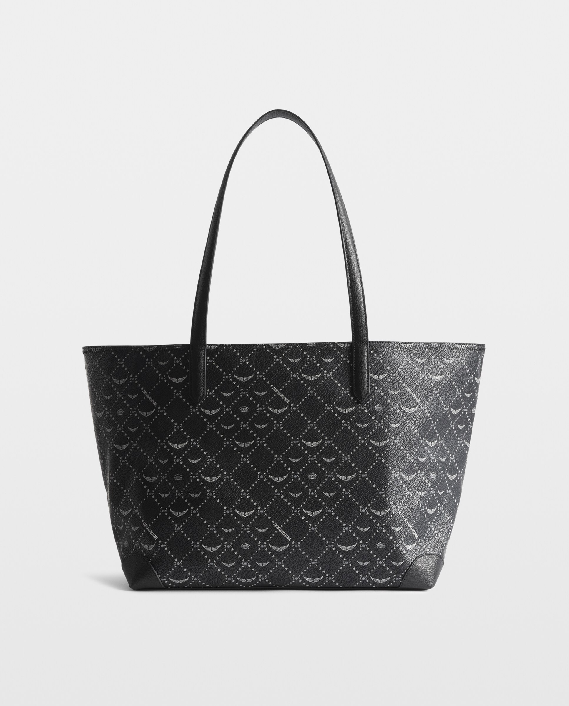 Bolso de hombro shopper grande de lona con monograma - Zadig & Voltaire - Negro Negro-3