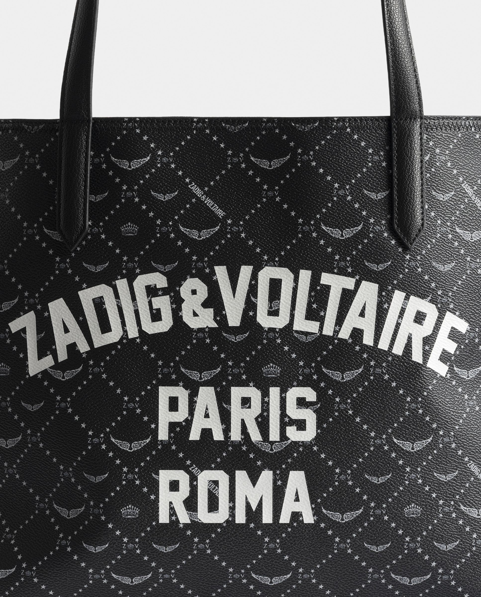 Bolso de hombro shopper grande de lona con monograma - Zadig & Voltaire - Negro Negro-2