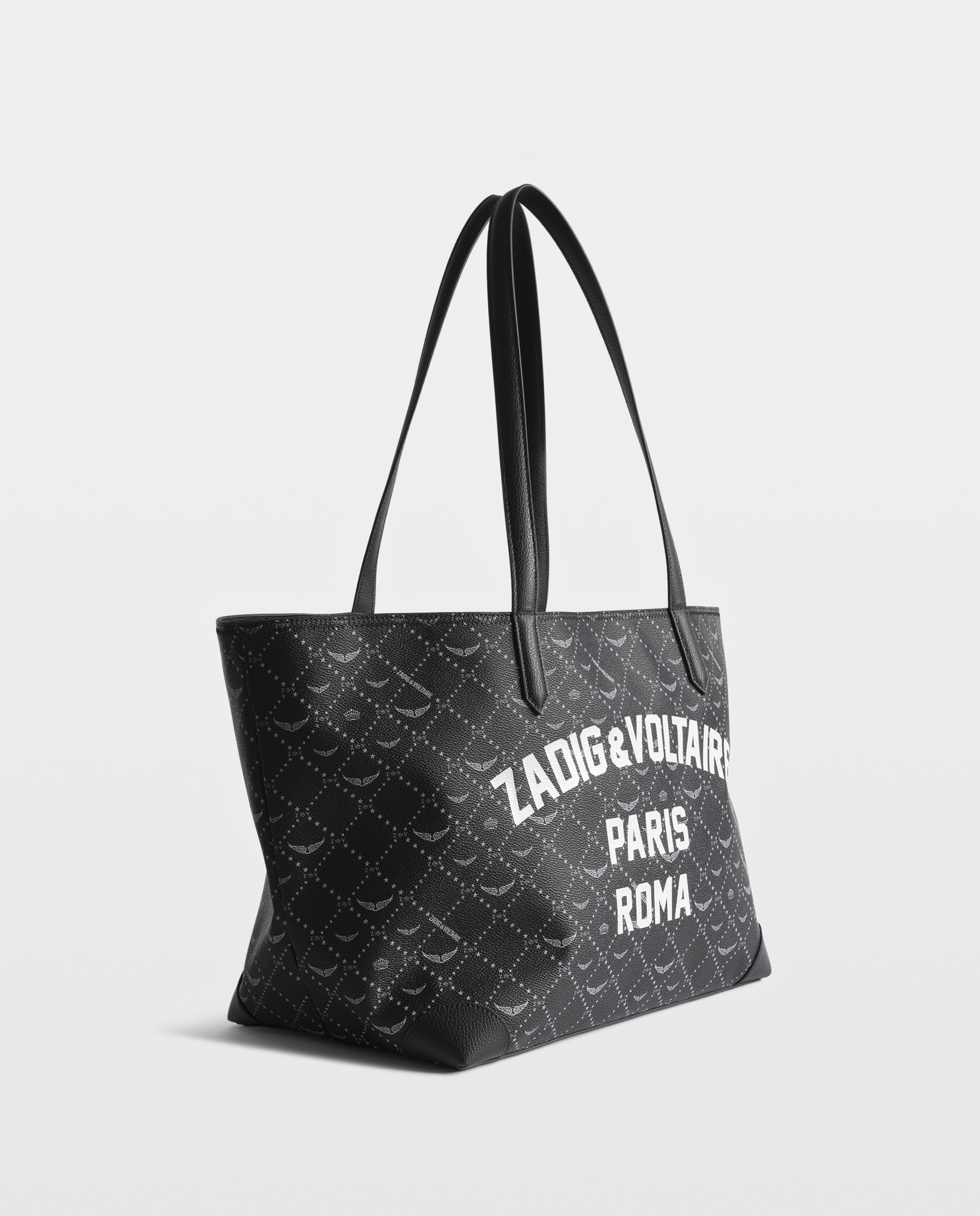 Bolso de hombro shopper grande de lona con monograma - Zadig & Voltaire - Negro Negro-4
