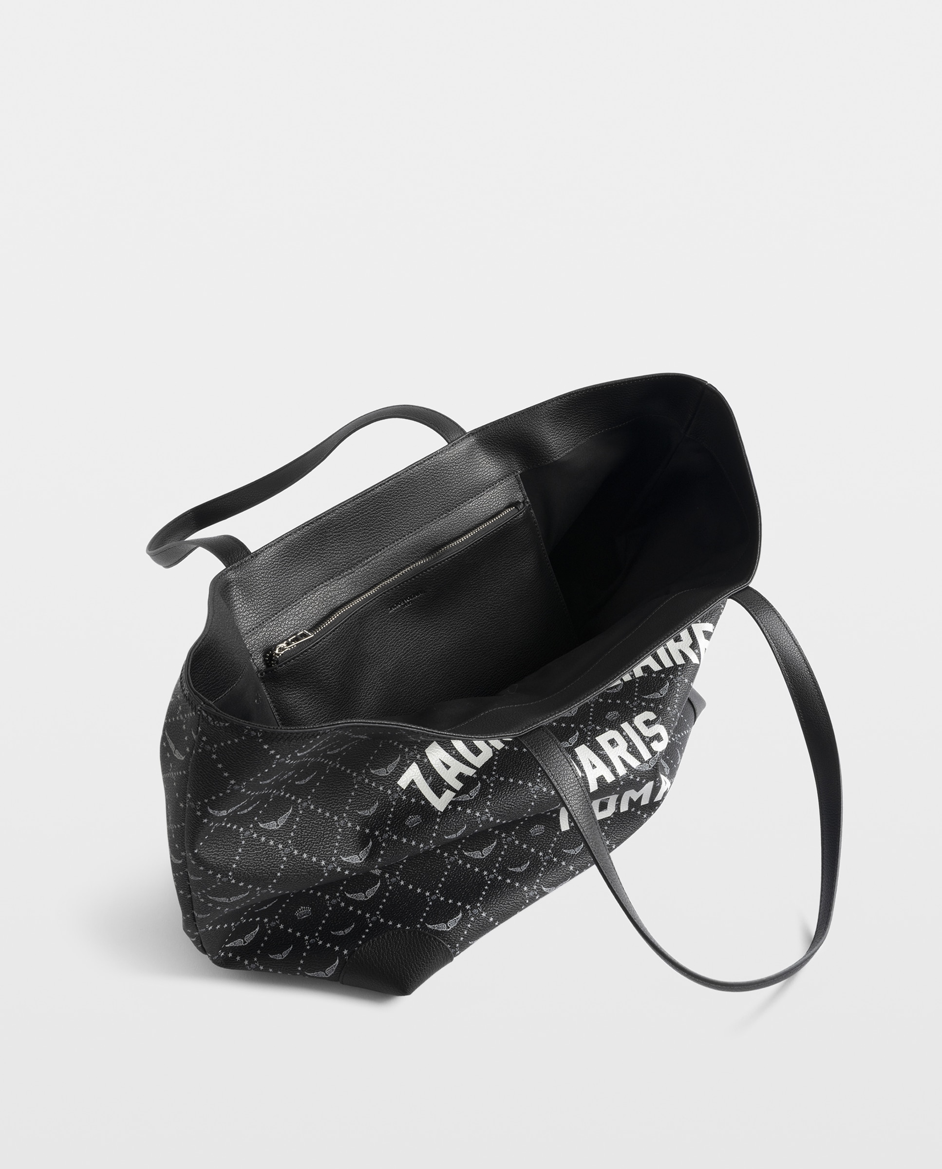 Bolso de hombro shopper grande de lona con monograma - Zadig & Voltaire - Negro Negro-5
