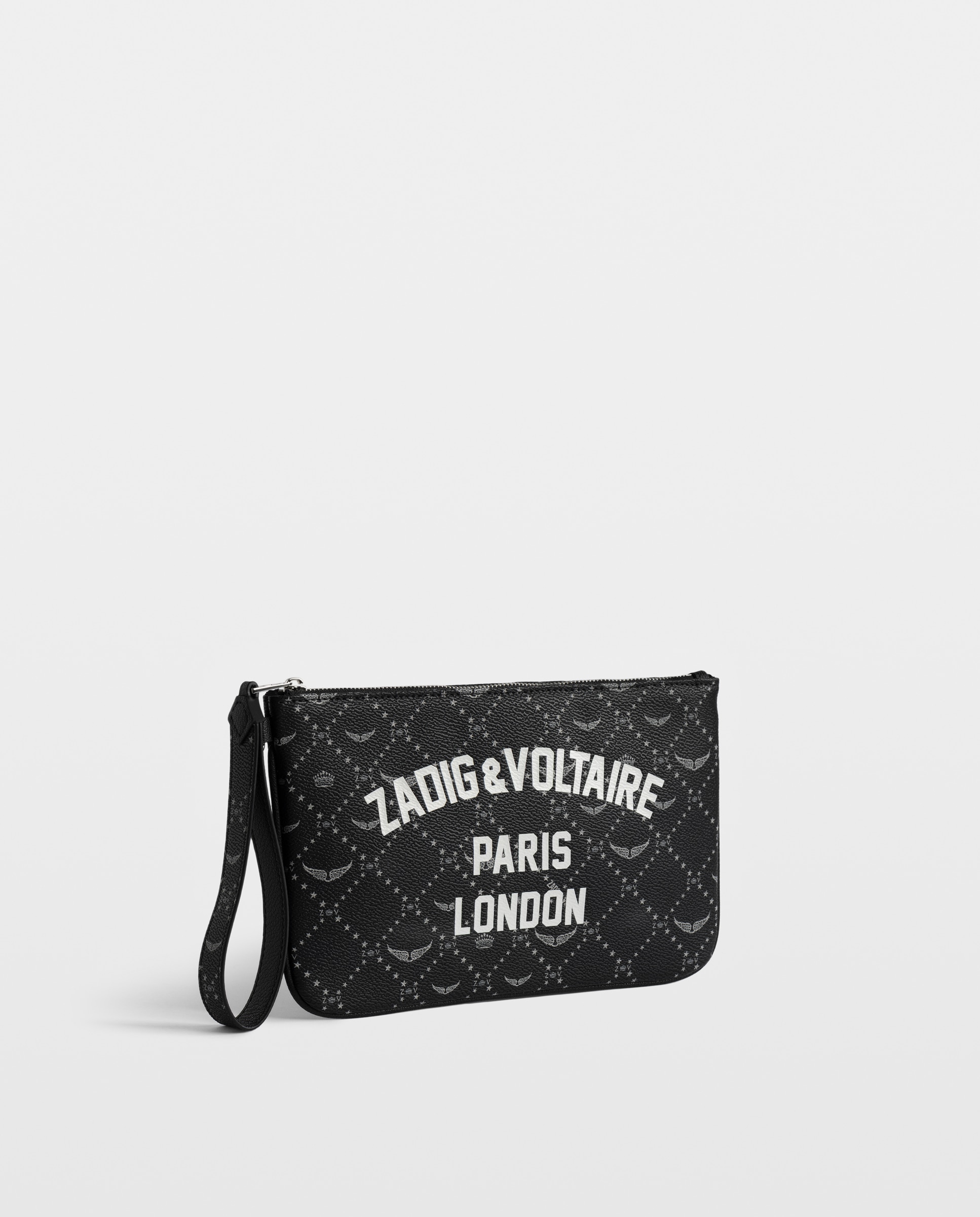 Cartera pequeña resort de mujer de lona revestida con monograma y cierre de cremallera - Zadig & Voltaire - Negro Negro-2