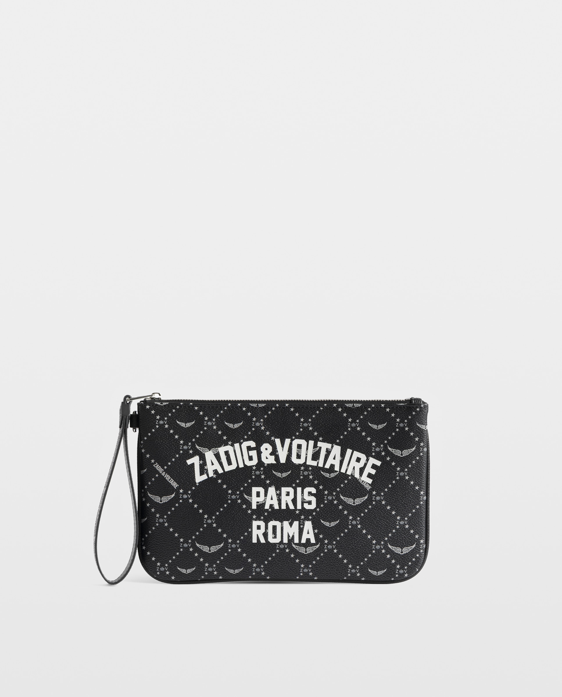 Cartera pequeña de mujer de lona revestida con estampado de monograma - Zadig & Voltaire - Negro Negro-1