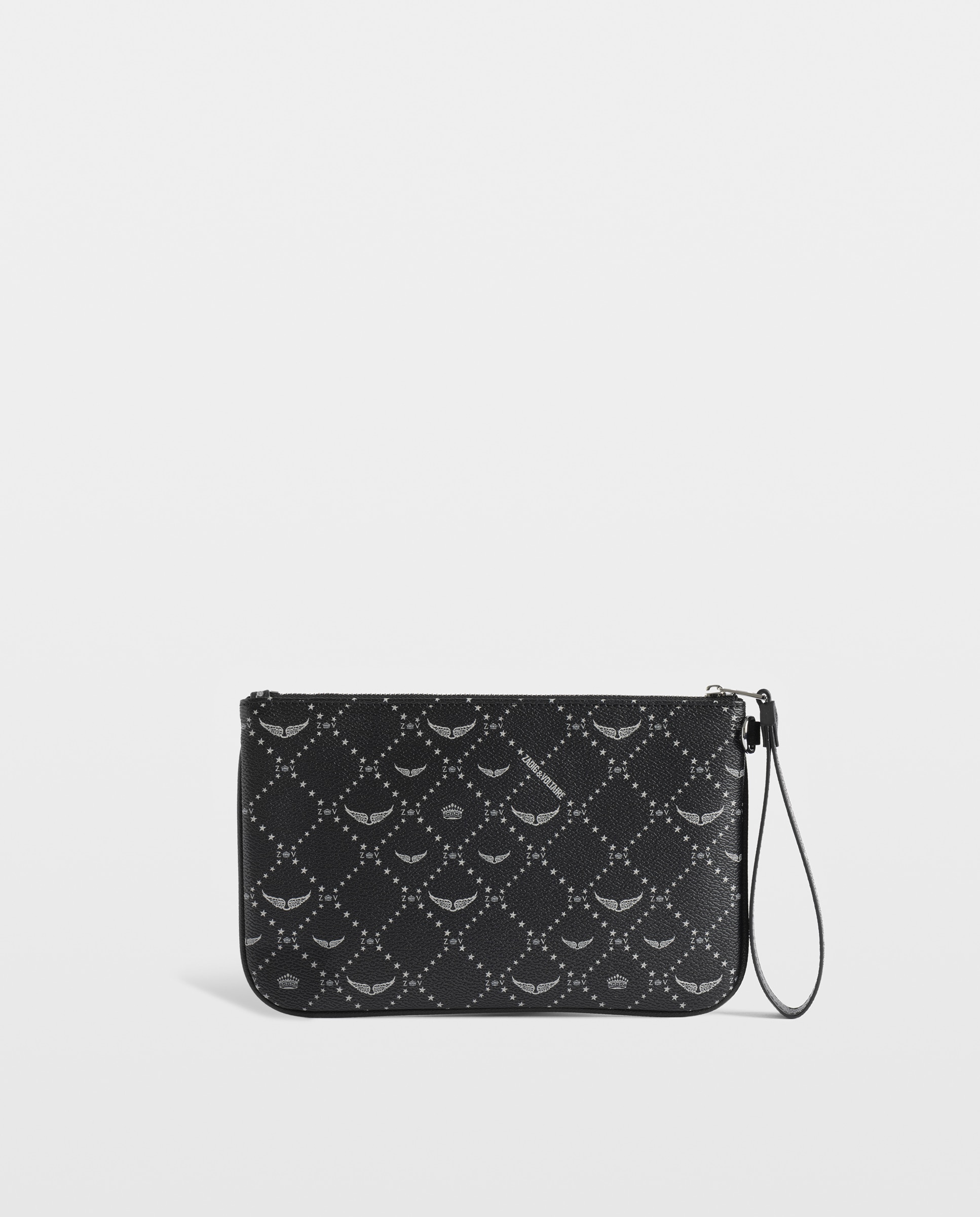 Cartera pequeña de mujer de lona revestida con estampado de monograma - Zadig & Voltaire - Negro Negro-3