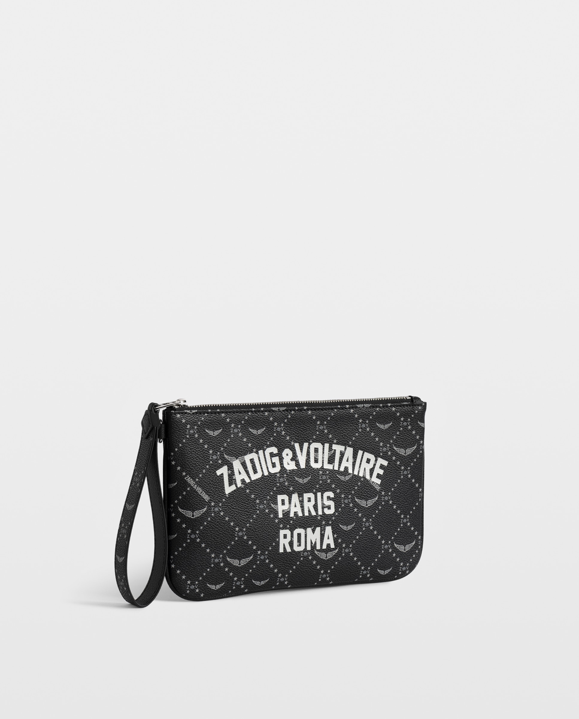 Cartera pequeña de mujer de lona revestida con estampado de monograma - Zadig & Voltaire - Negro Negro-2