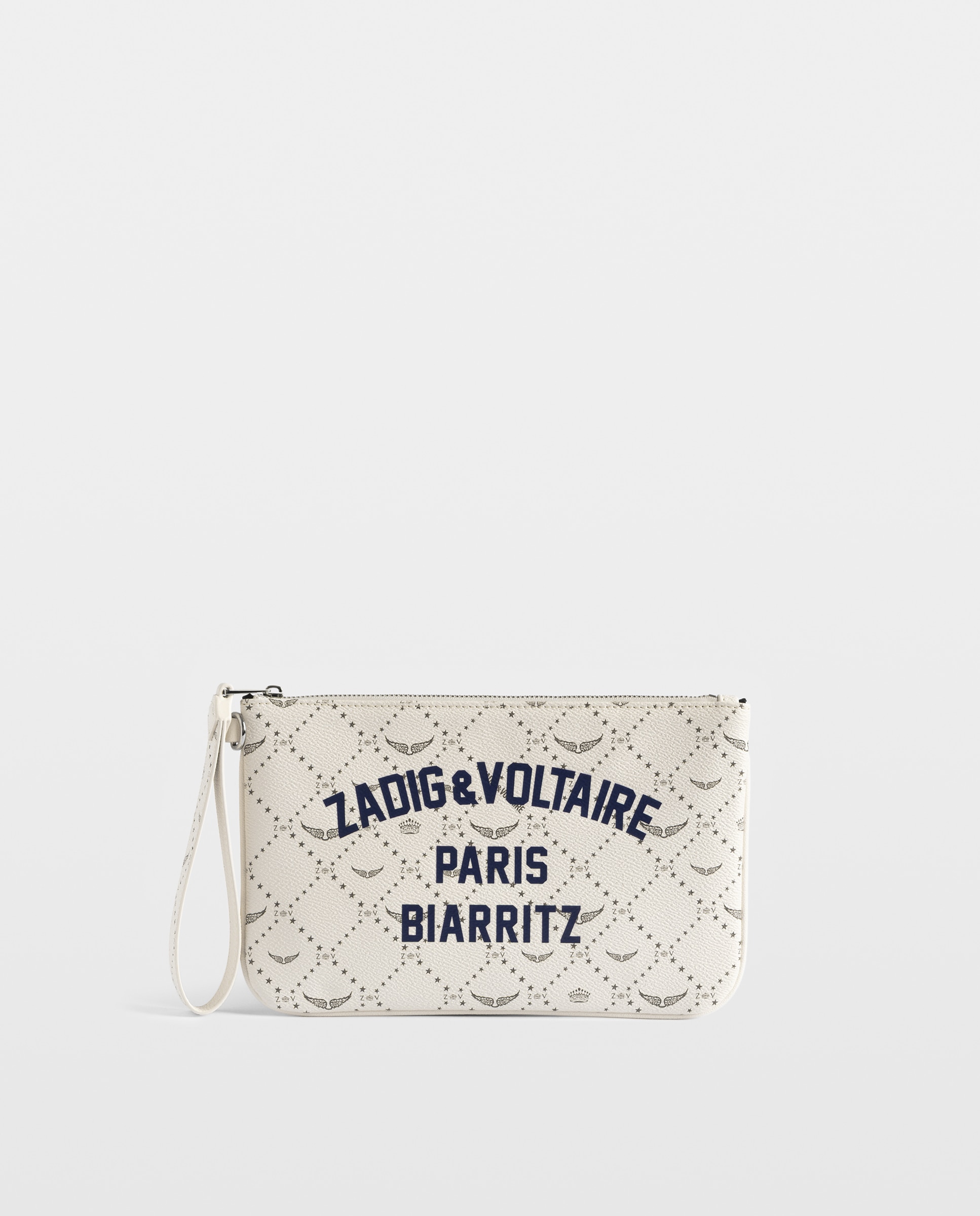 Cartera mediana de mujer resort de lona revestida con estampado monograma - Zadig & Voltaire - Blanco Blanco-1