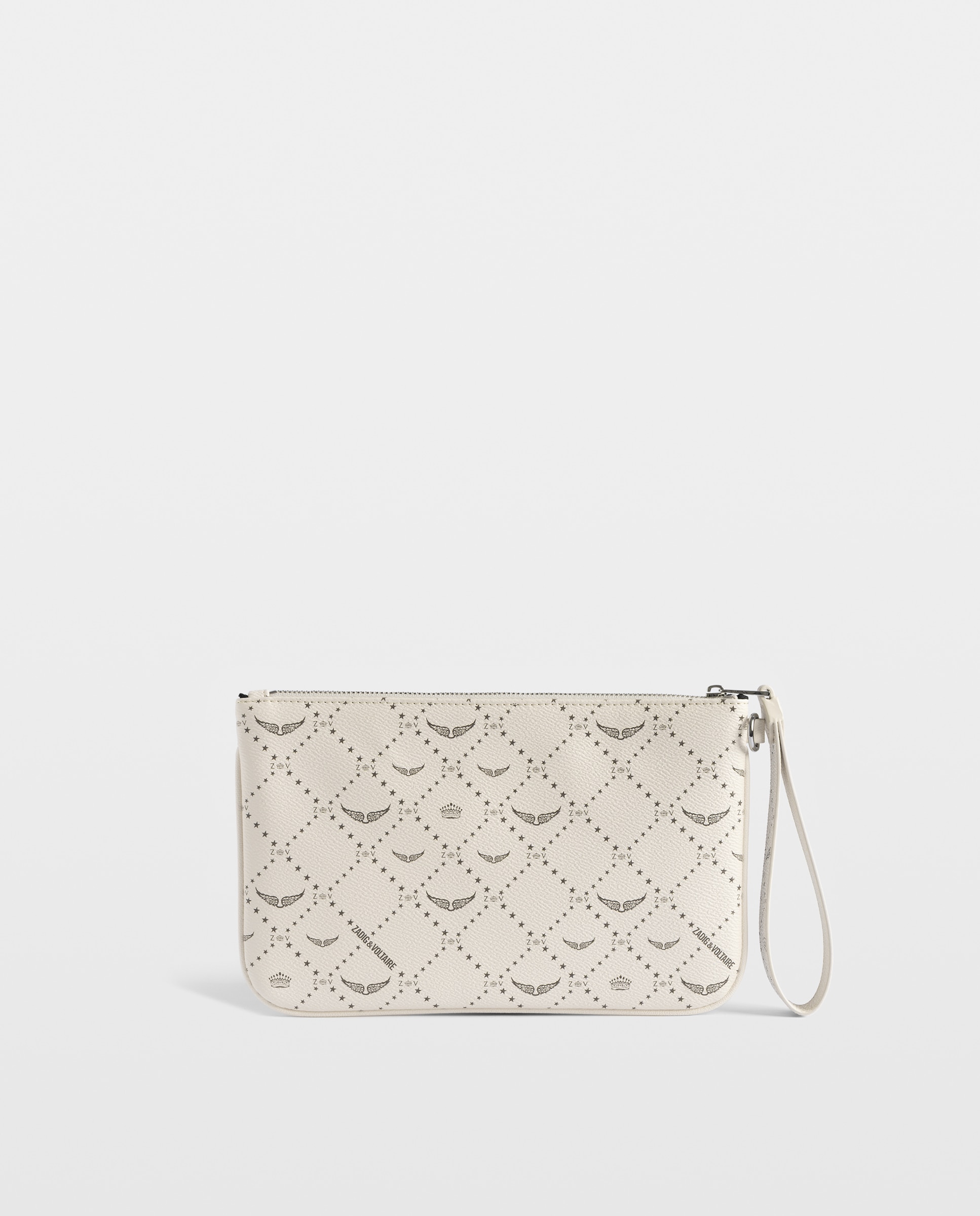 Cartera mediana de mujer resort de lona revestida con estampado monograma - Zadig & Voltaire - Blanco Blanco-3