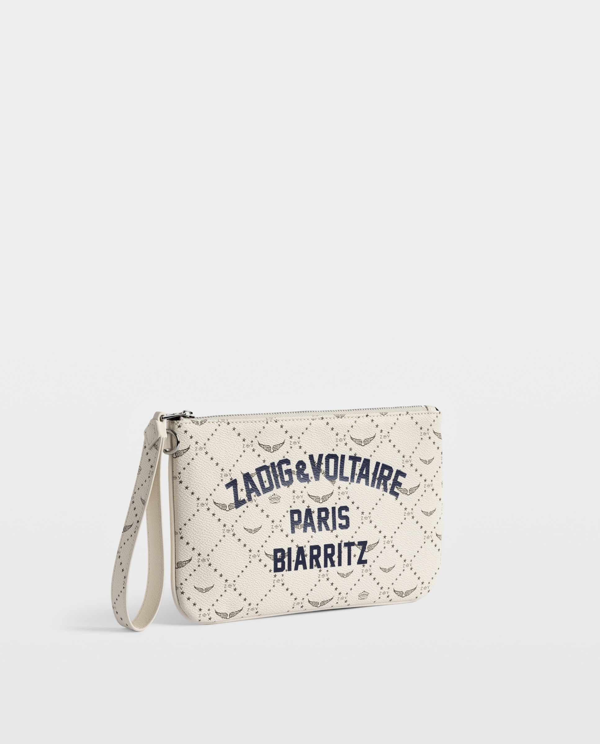 Cartera mediana de mujer resort de lona revestida con estampado monograma - Zadig & Voltaire - Blanco Blanco-2