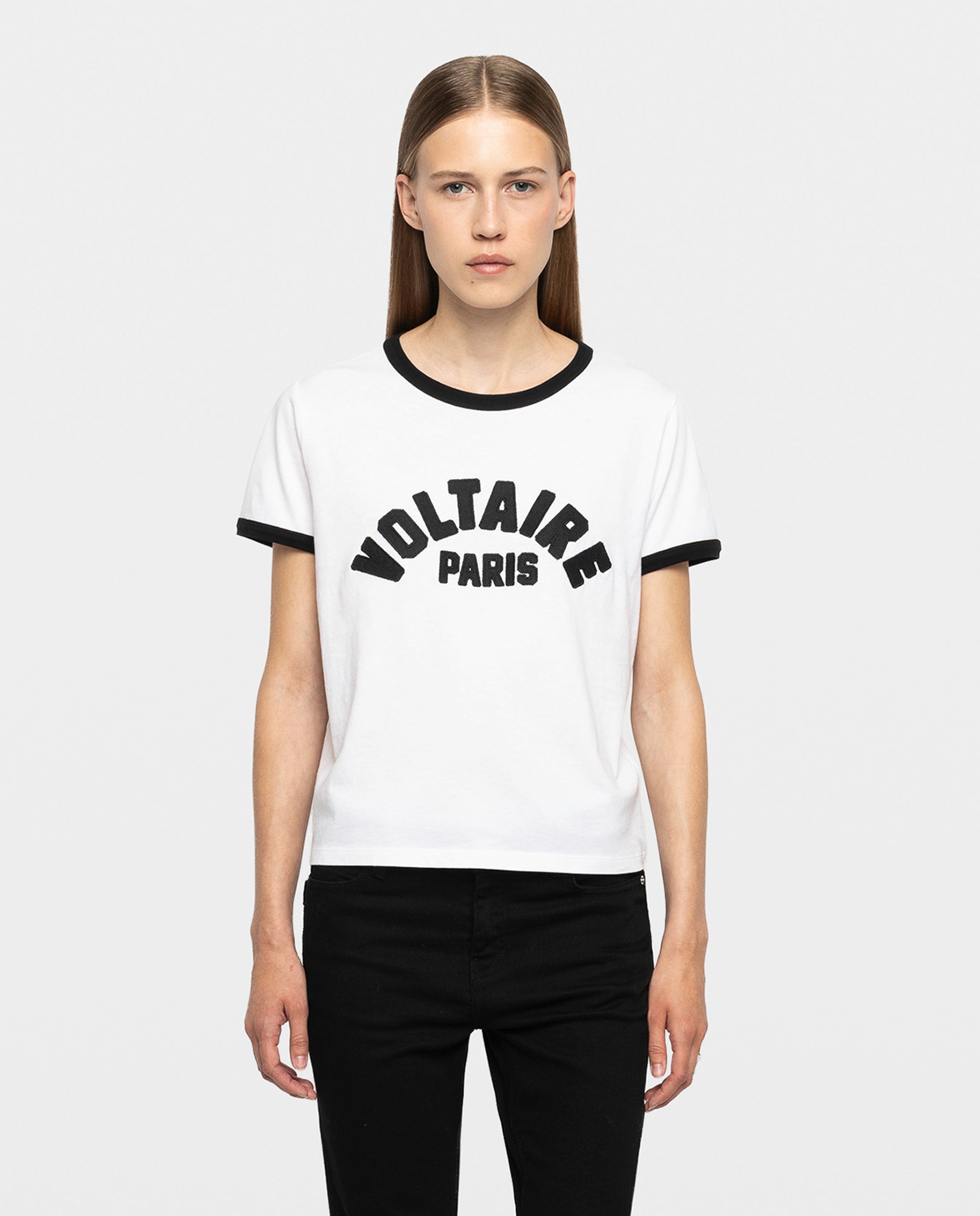 Zadig & Voltaire - Camiseta de hombre de manga corta de algodón con parches bordados.