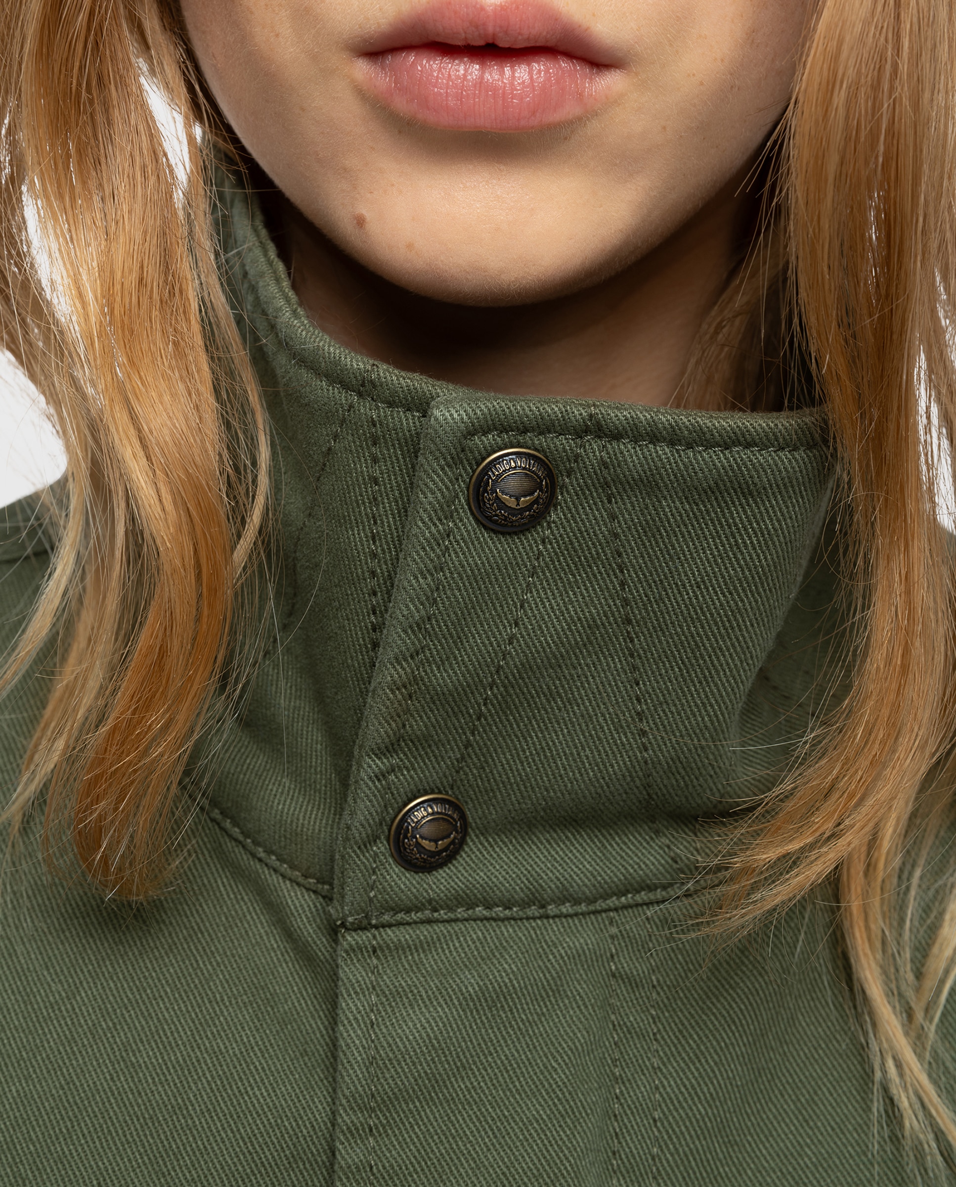Parka de mujer semilarga de algodón con forro de pelo sintético - Zadig & Voltaire - Verde militar Verde militar-3