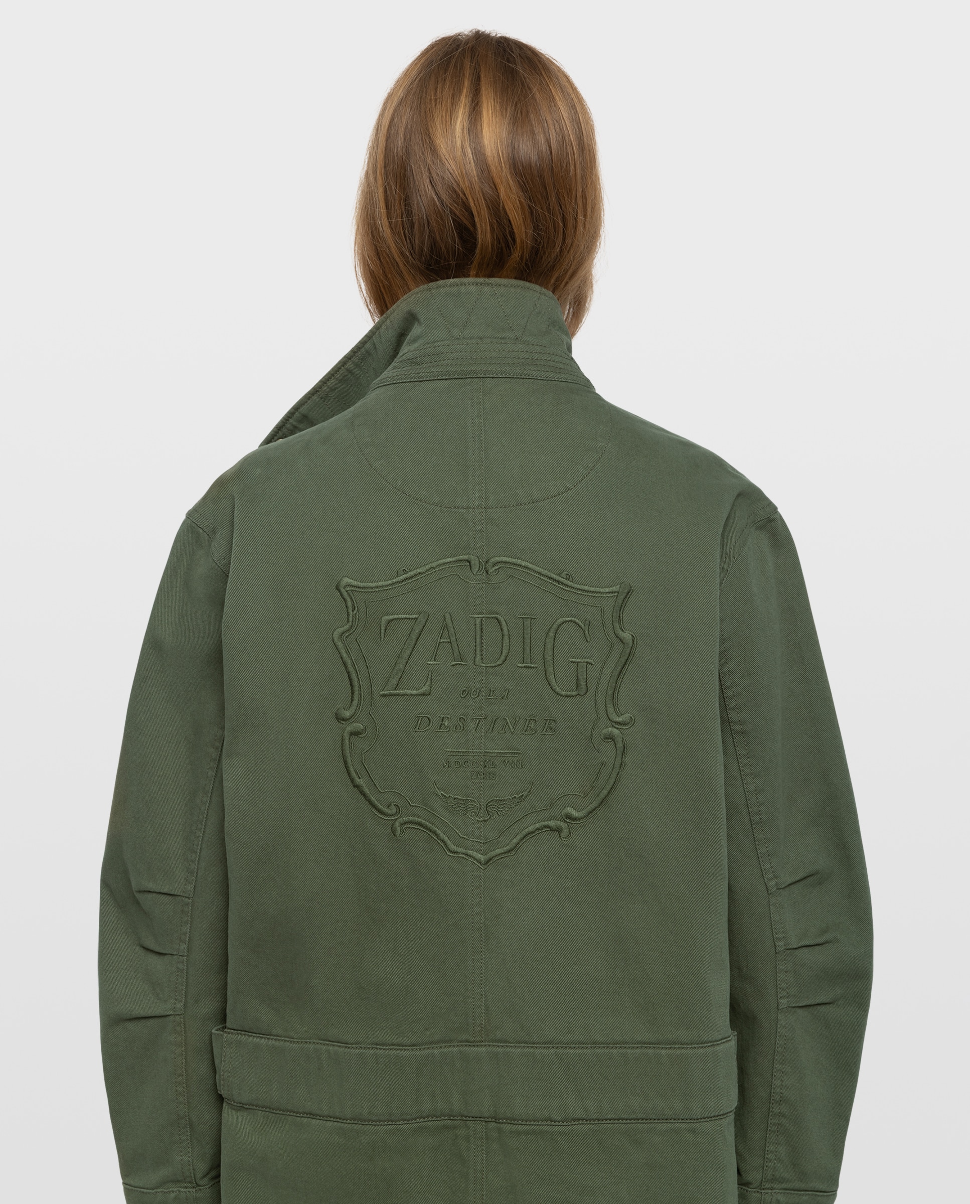 Parka de mujer semilarga de algodón con forro de pelo sintético - Zadig & Voltaire - Verde militar Verde militar-5