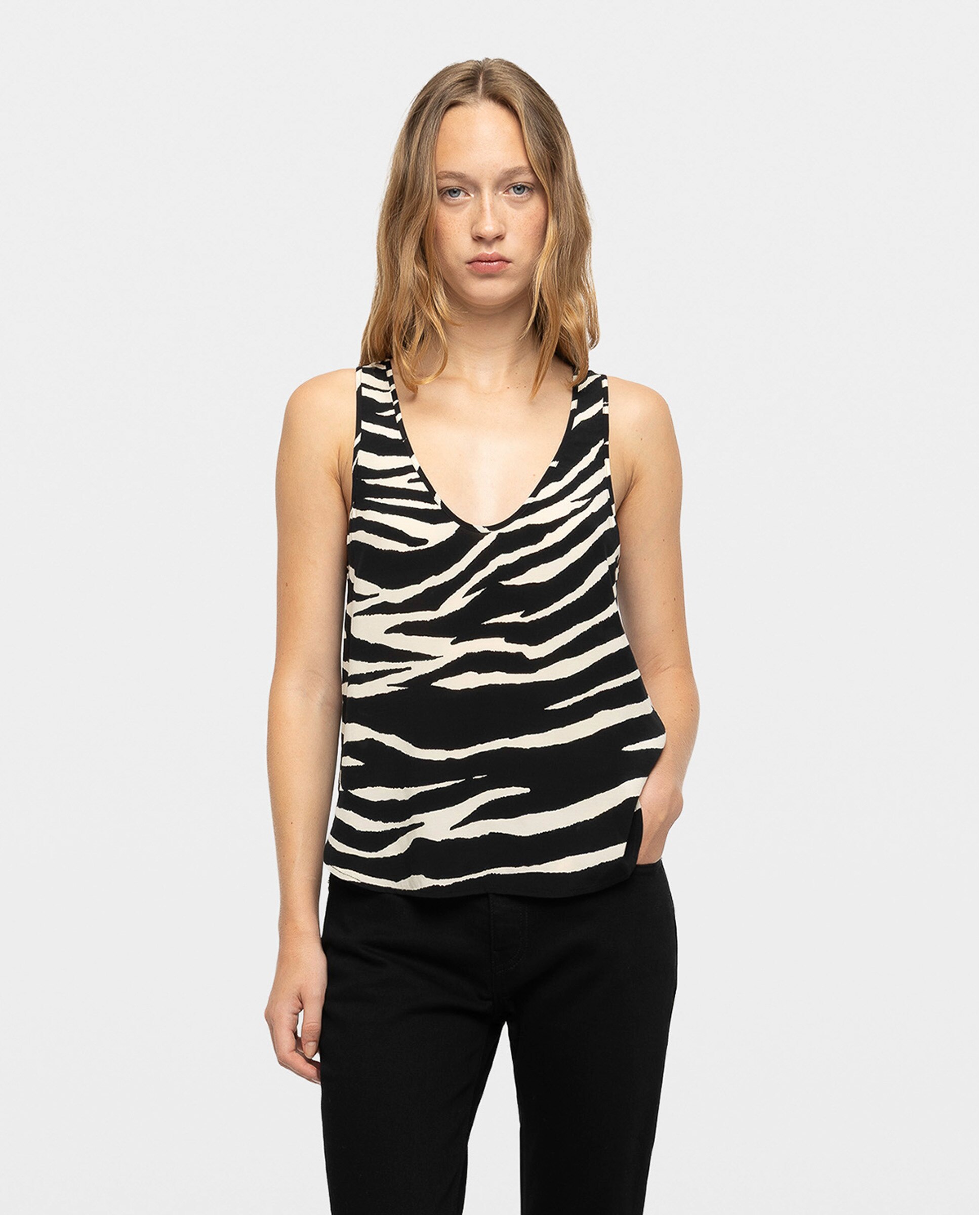 Camiseta de tirantes de mujer de viscosa estampada - Zadig & Voltaire - Negro Negro-1